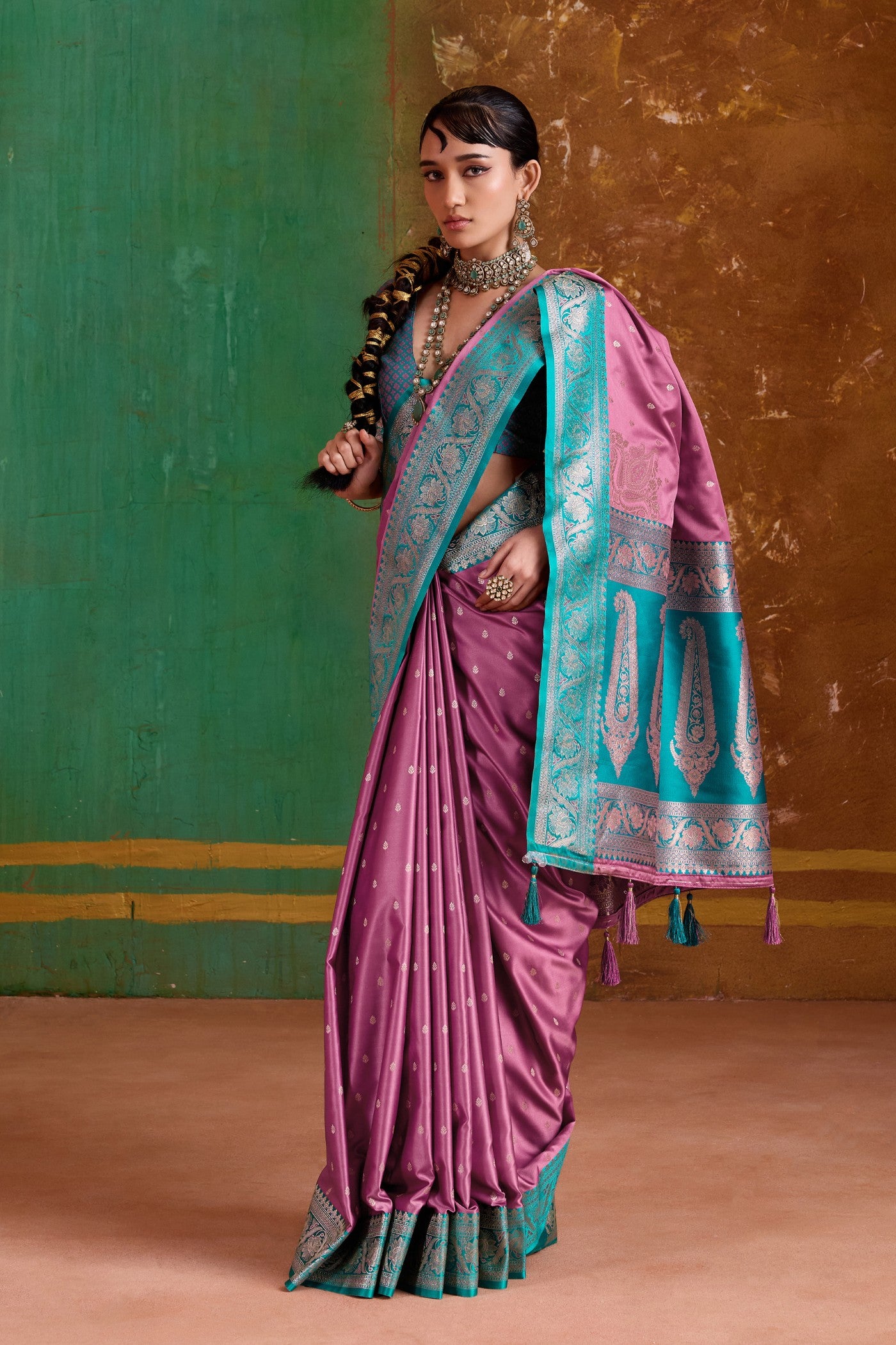 Buy MySilkLove Dolly Pink Handloom Satin Silk Saree Online