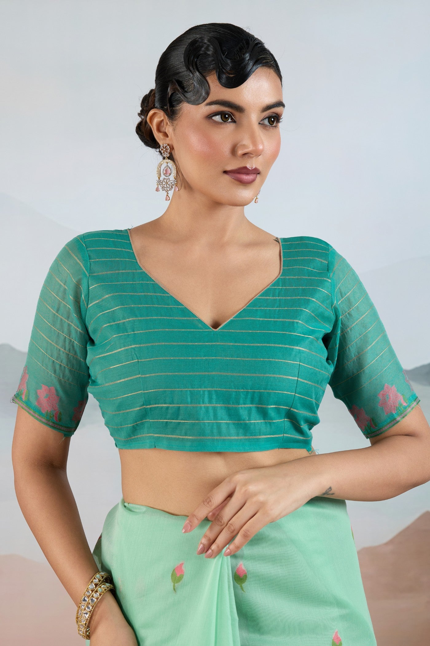 Buy MySilkLove Spring Green Cotton Handloom Pichwai Saree Online