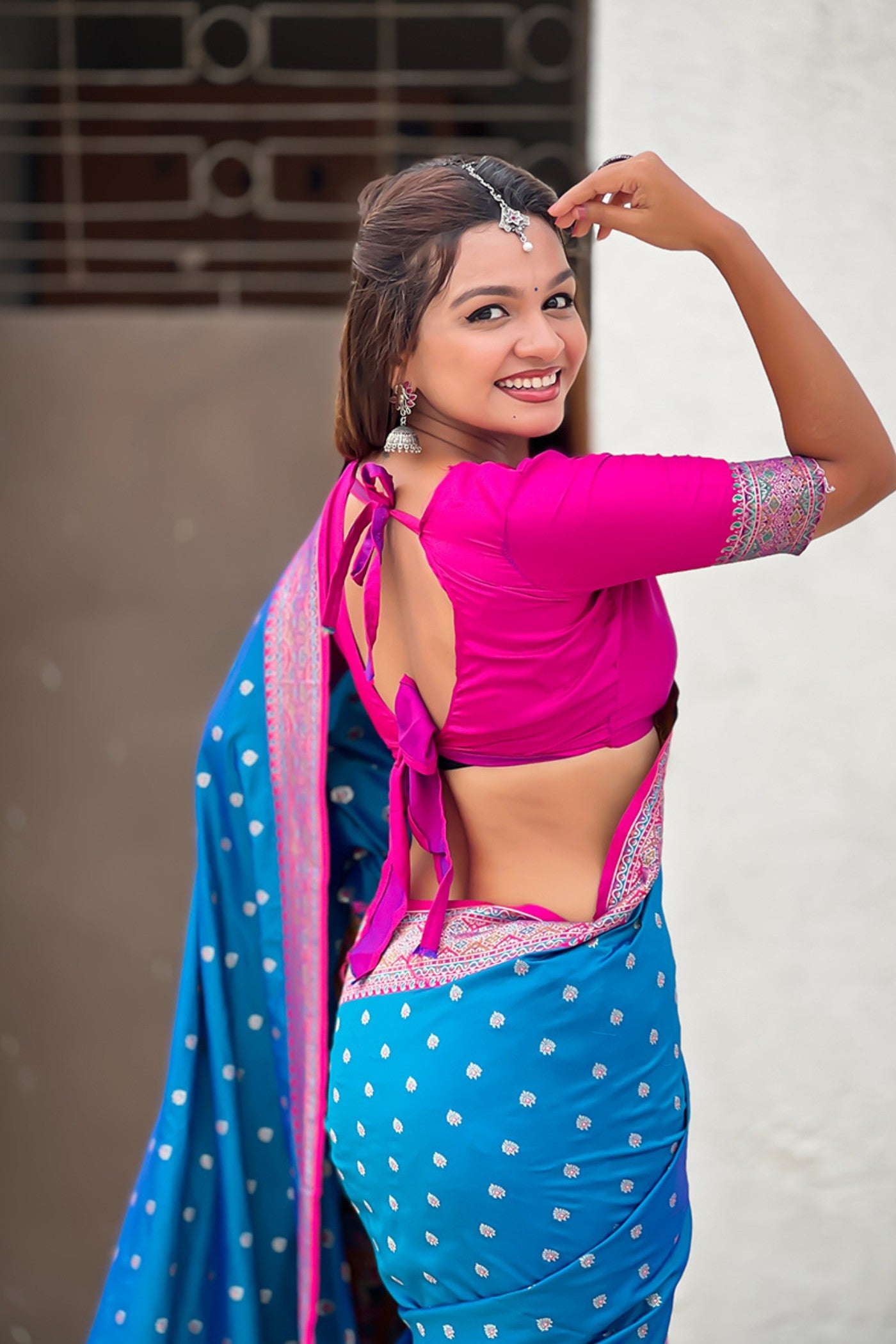 Buy MySilkLove Tiffany Blue Woven Banarasi Saree Online