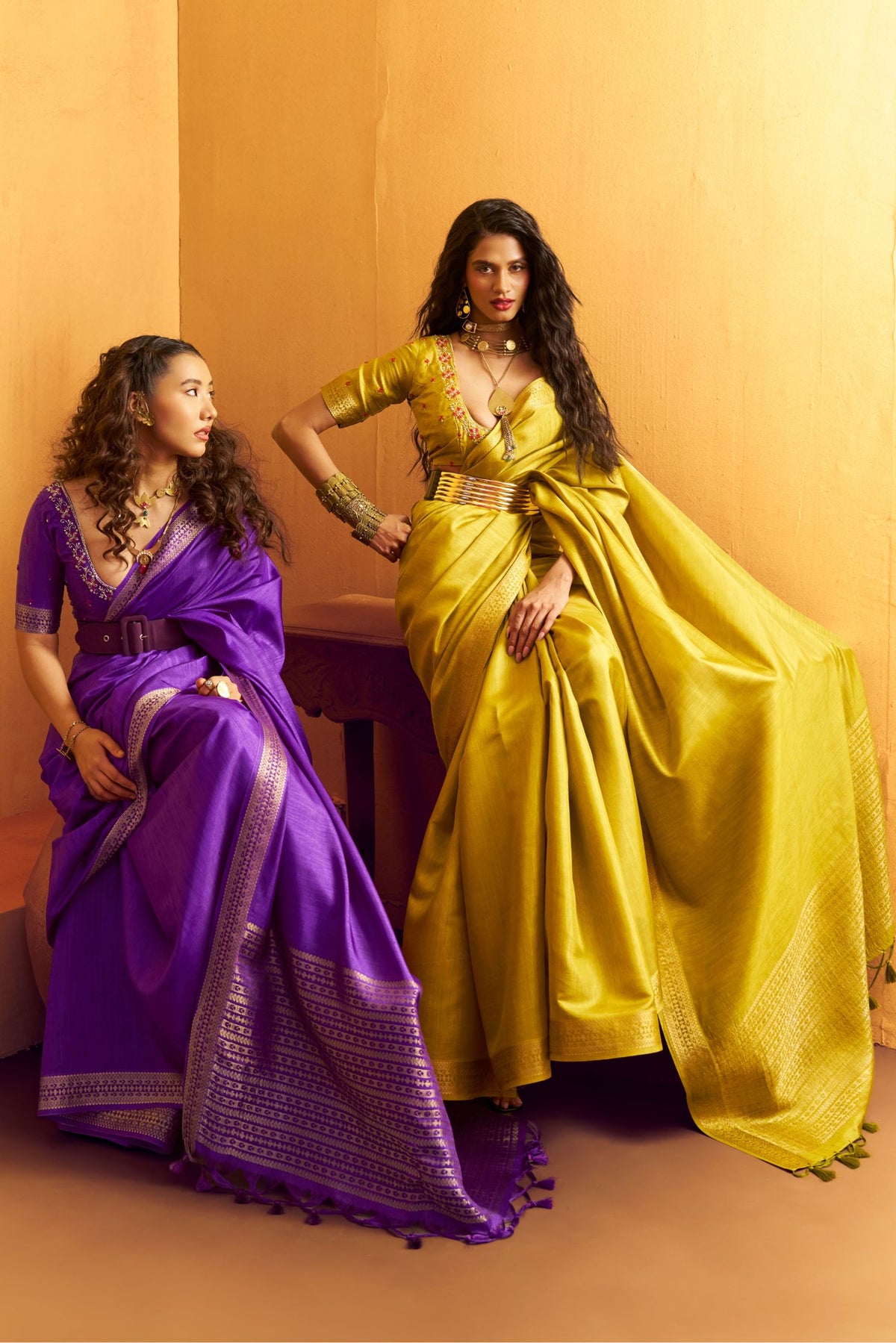 Buy MySilkLove Heliotrope Purple Tussar Handloom Silk Saree Online