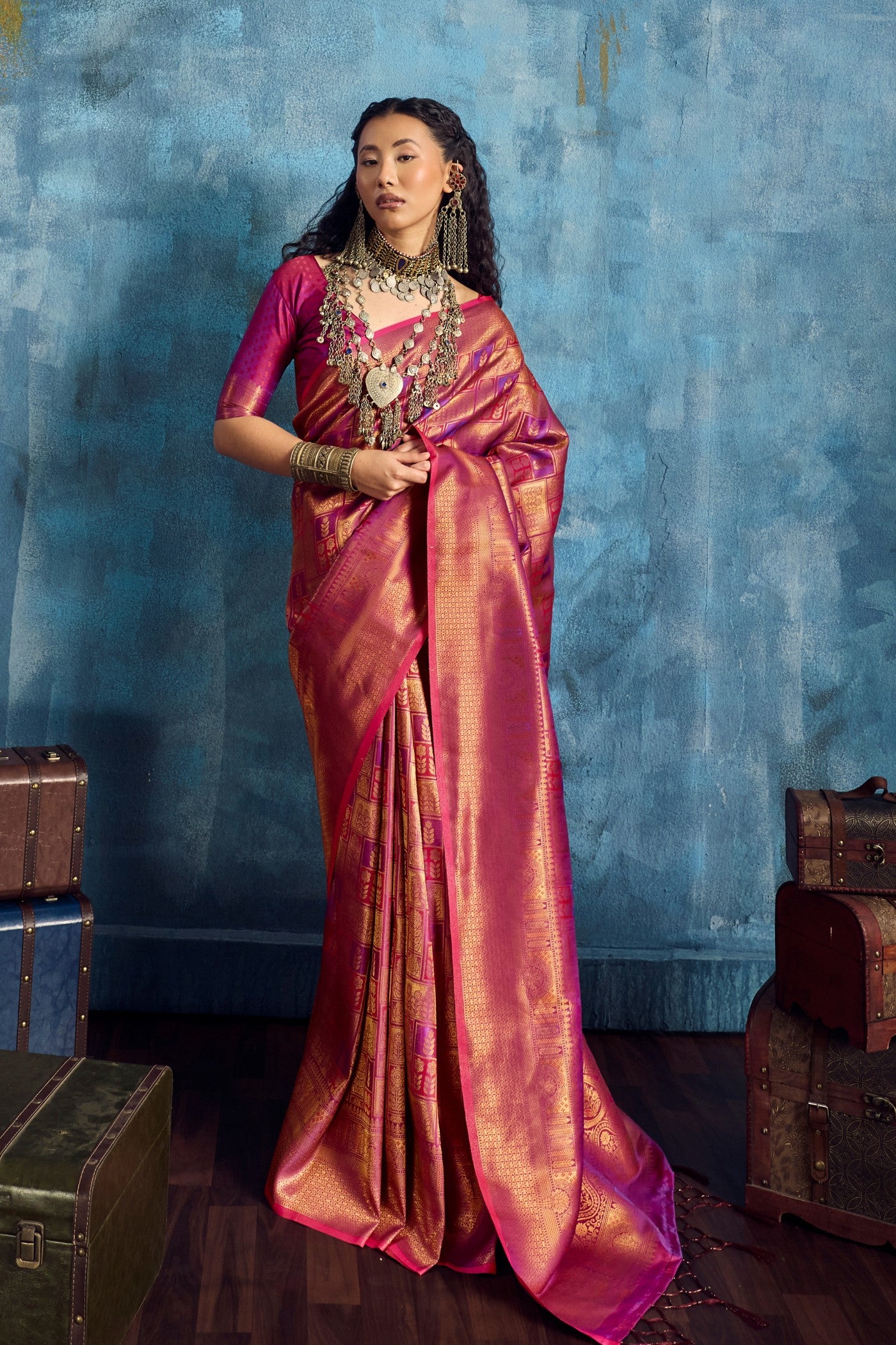 Buy MySilkLove Han Purple Kanjivaram Handloom Saree Online