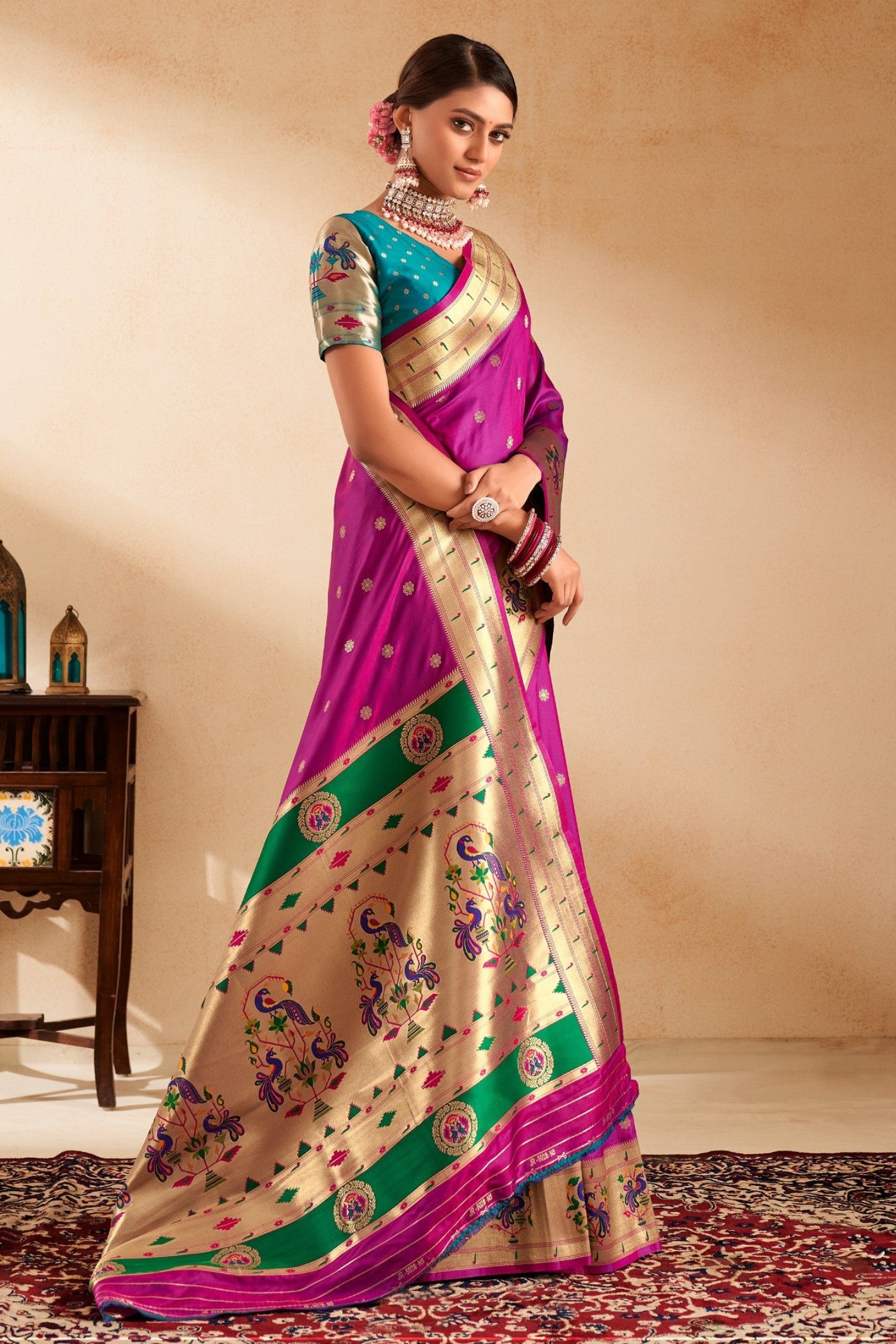 Buy MySilkLove Pansy Purple Woven Paithani Saree Online