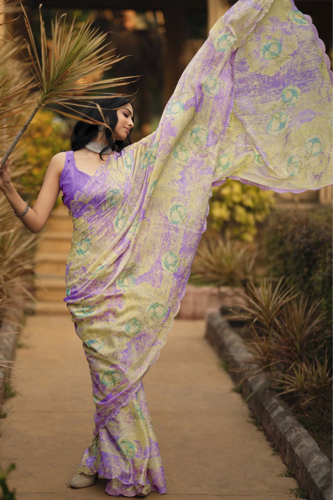 MySilkLove Cyber Grape Lavender Barasso Printed Saree