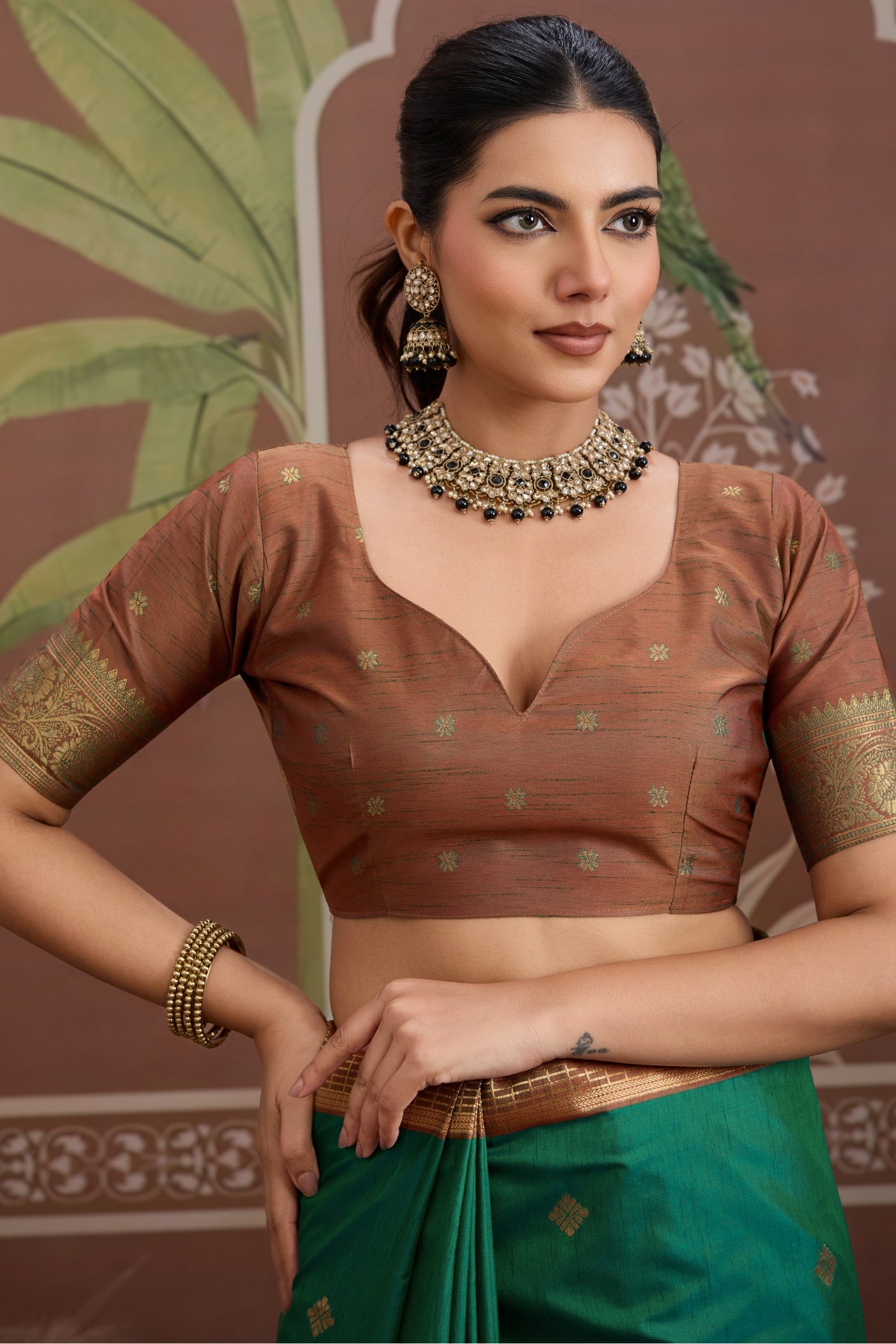 Buy MySilkLove Deep Green Handloom Tussar Silk Saree Online