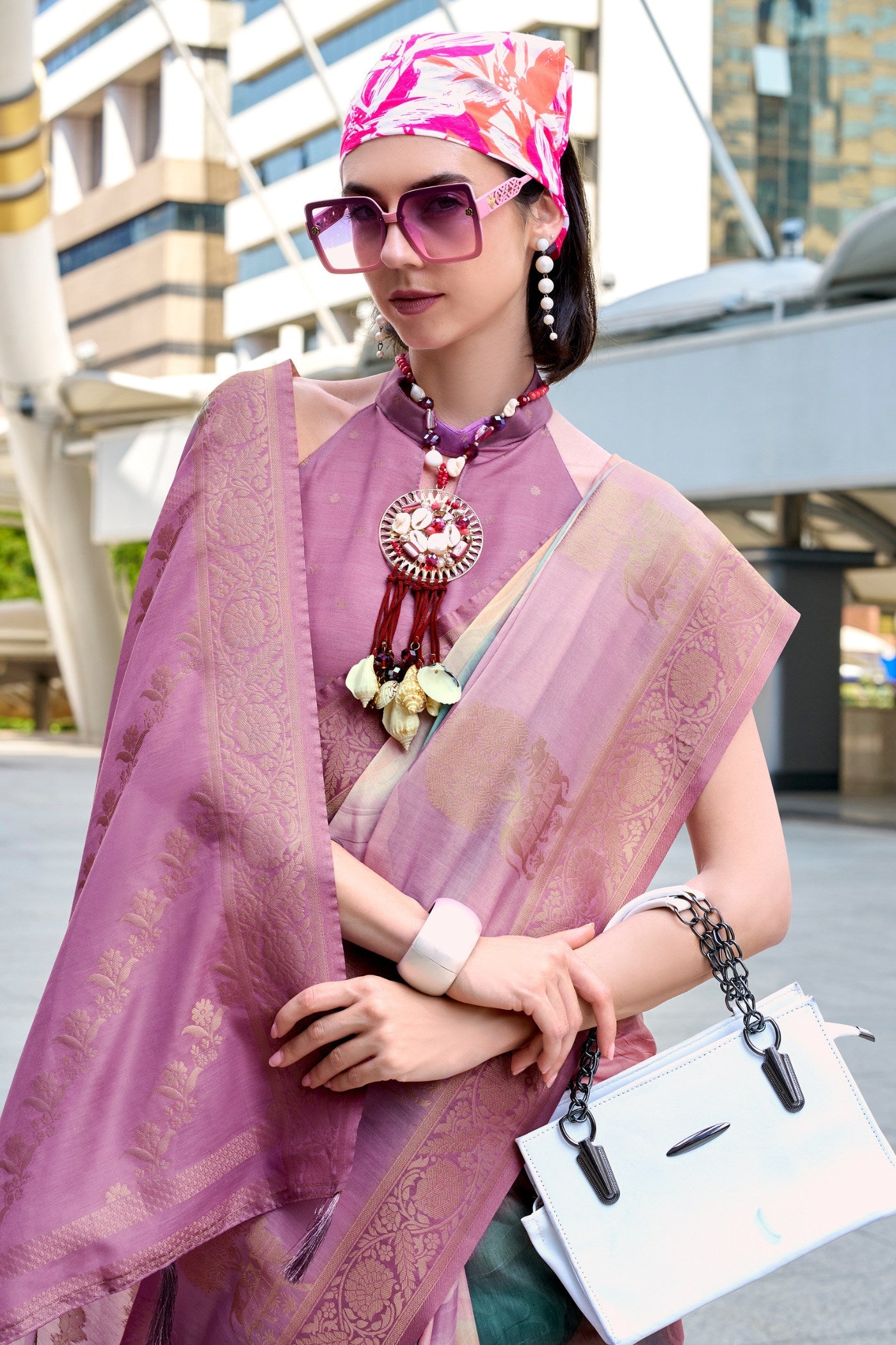 Buy MySilkLove Blush Pink Banarasi Handloom Saree Online