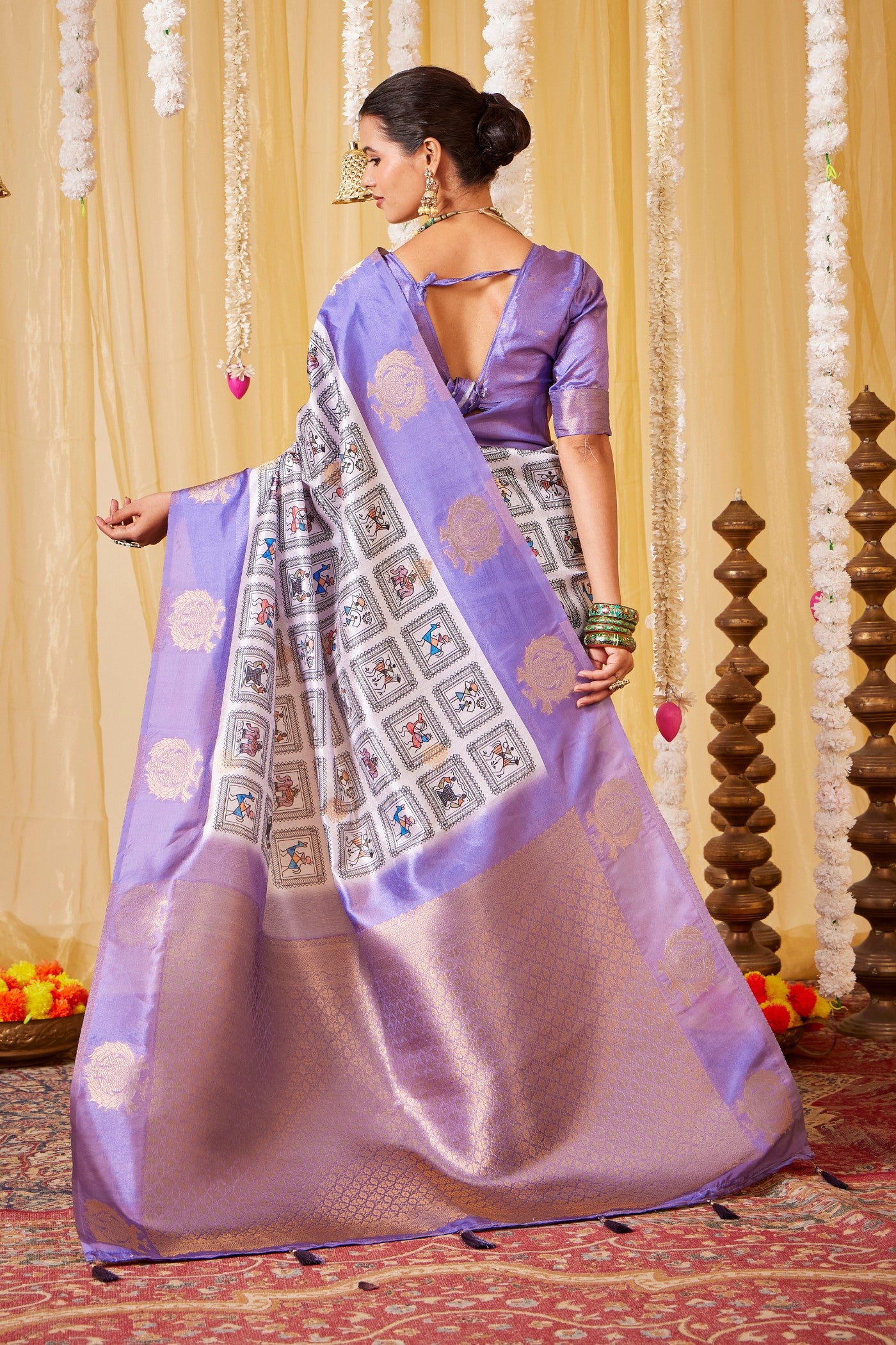Buy MySilkLove Plum Charm Purple Kalamkari Printed Saree Online