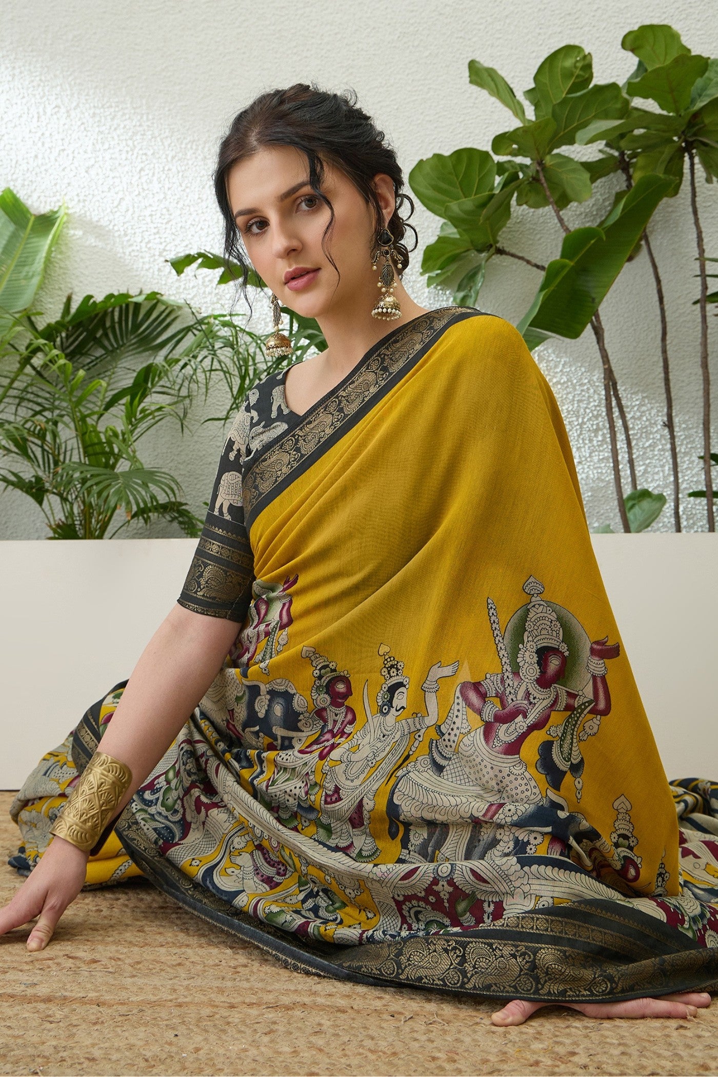 MySilkLove Ronchi Yellow Printed Cotton Saree