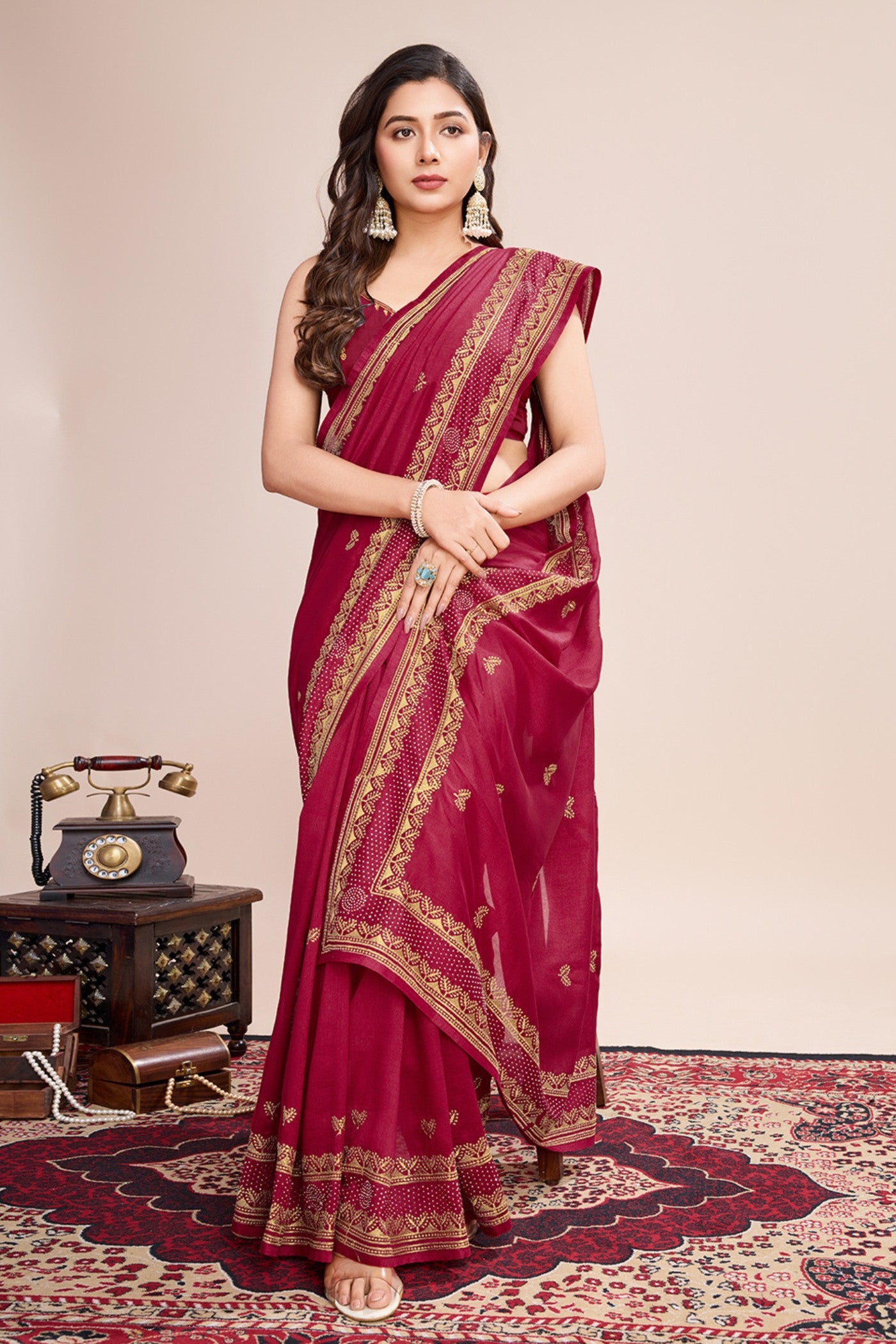 Buy MySilkLove Cardinal Red Designer Partywear Saree Online