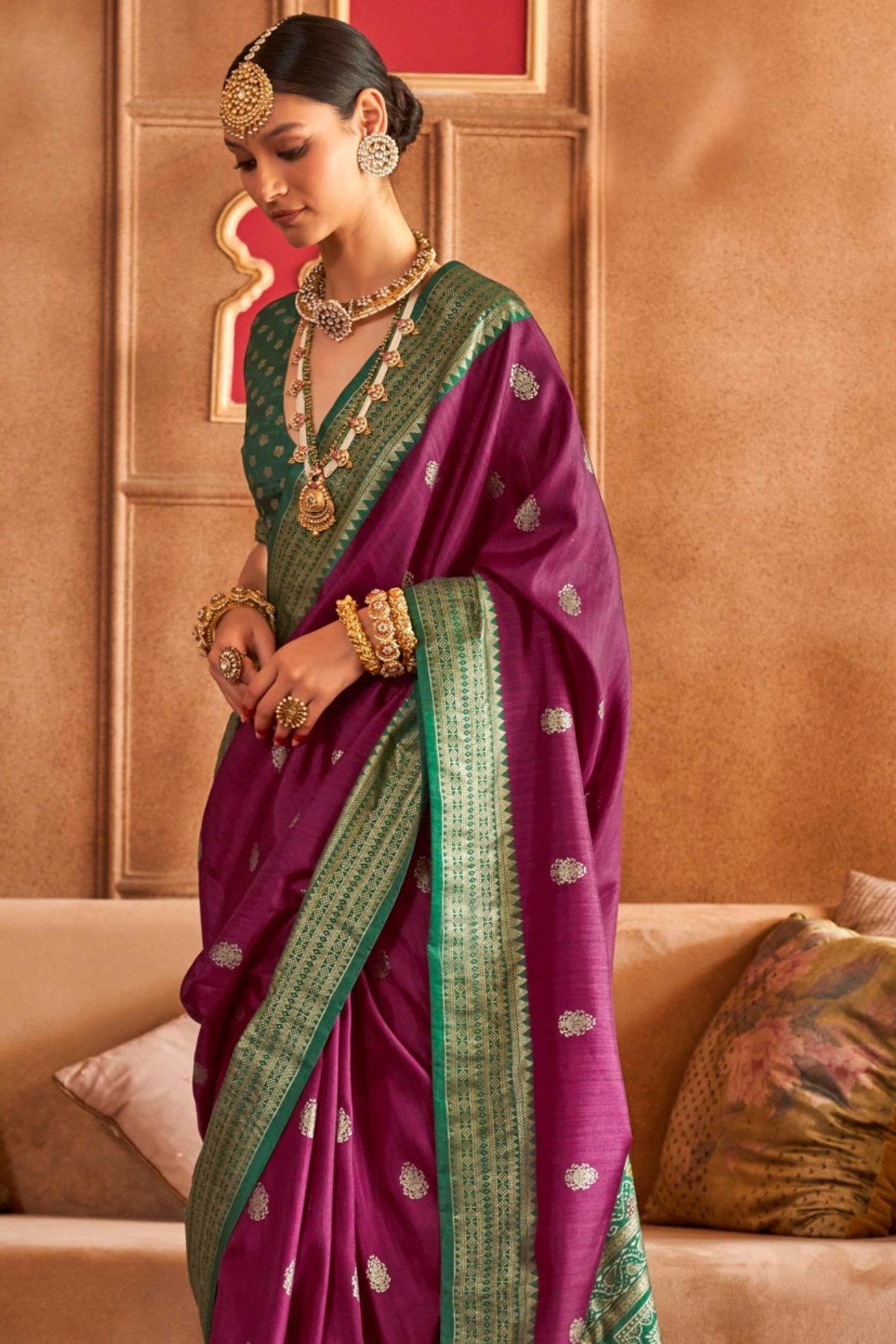 Buy MySilkLove Plum Purple Printed Patola Saree Online