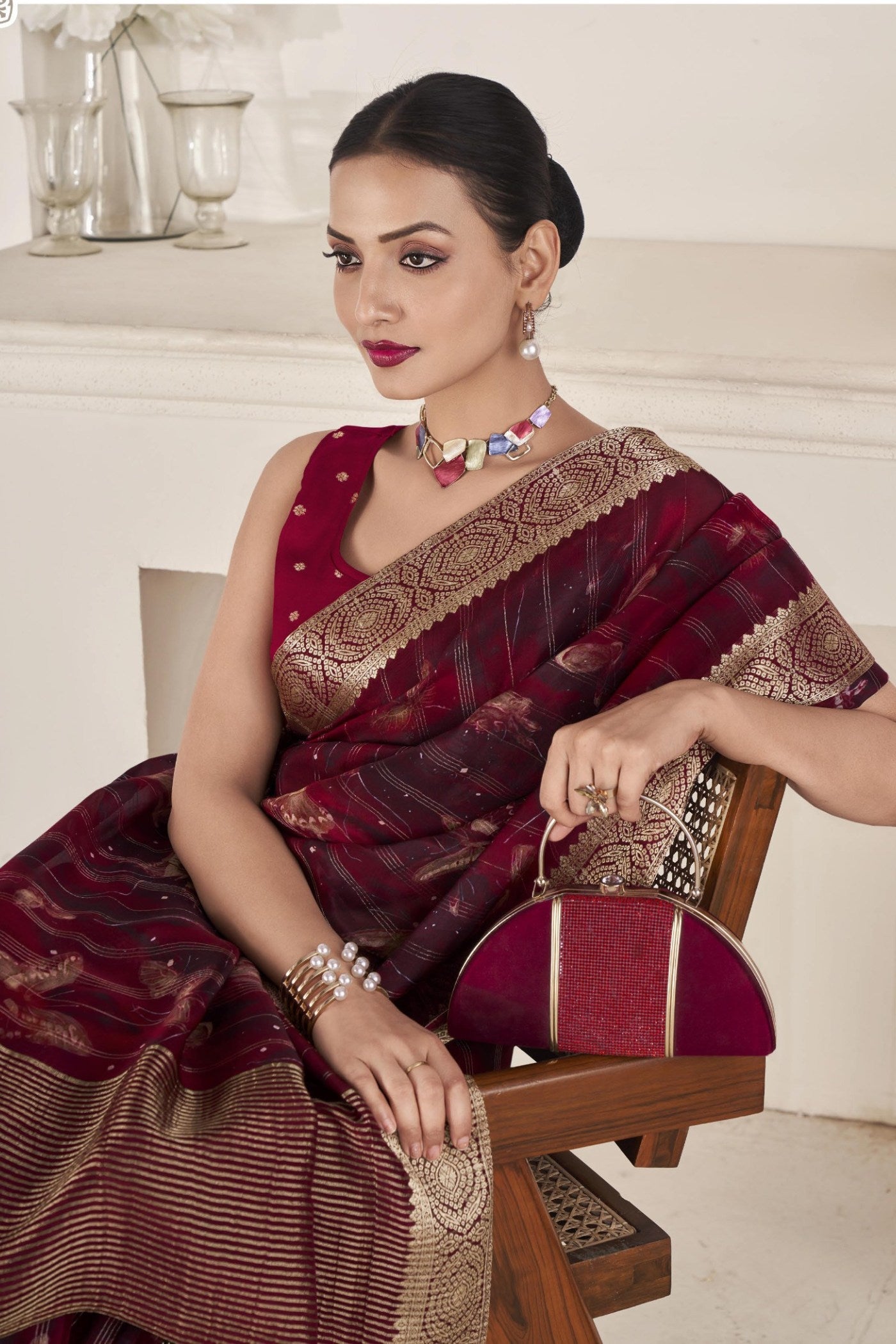 Buy MySilkLove Buccaneer Maroon Banarasi Silk Saree Online