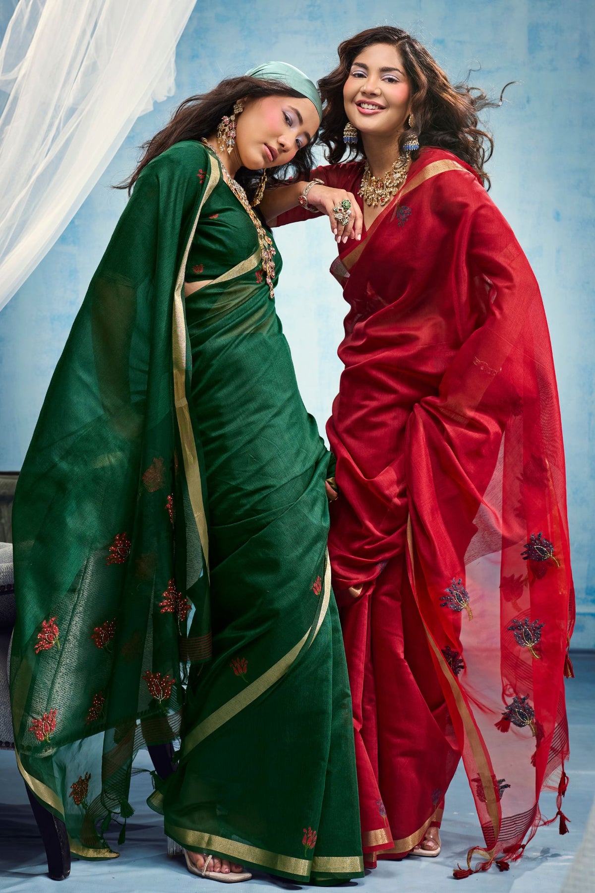 Buy MySilkLove Ruby Red Munga Handloom Cotton Saree Online