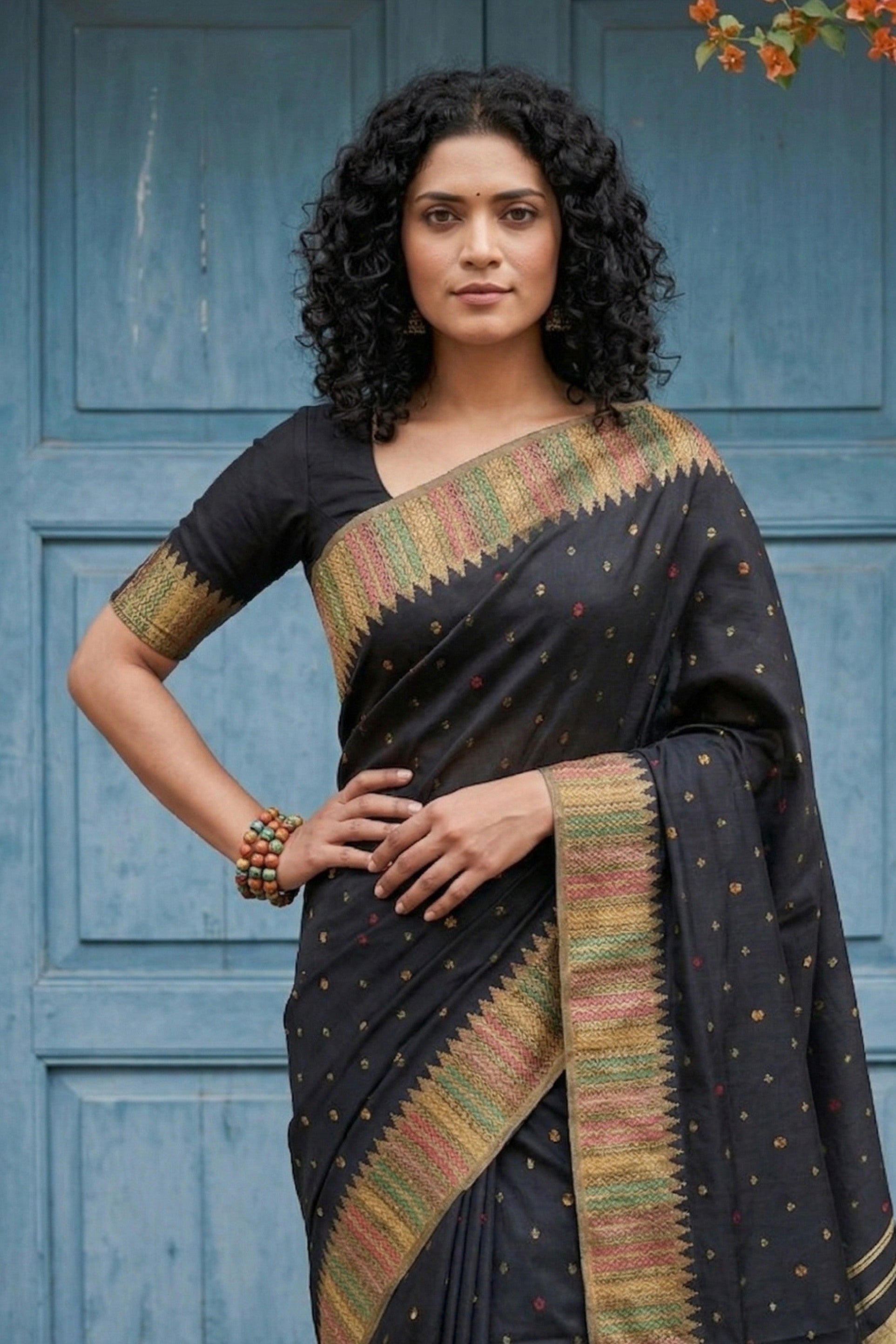 MySilkLove Matte Black Woven Banarasi Silk Saree
