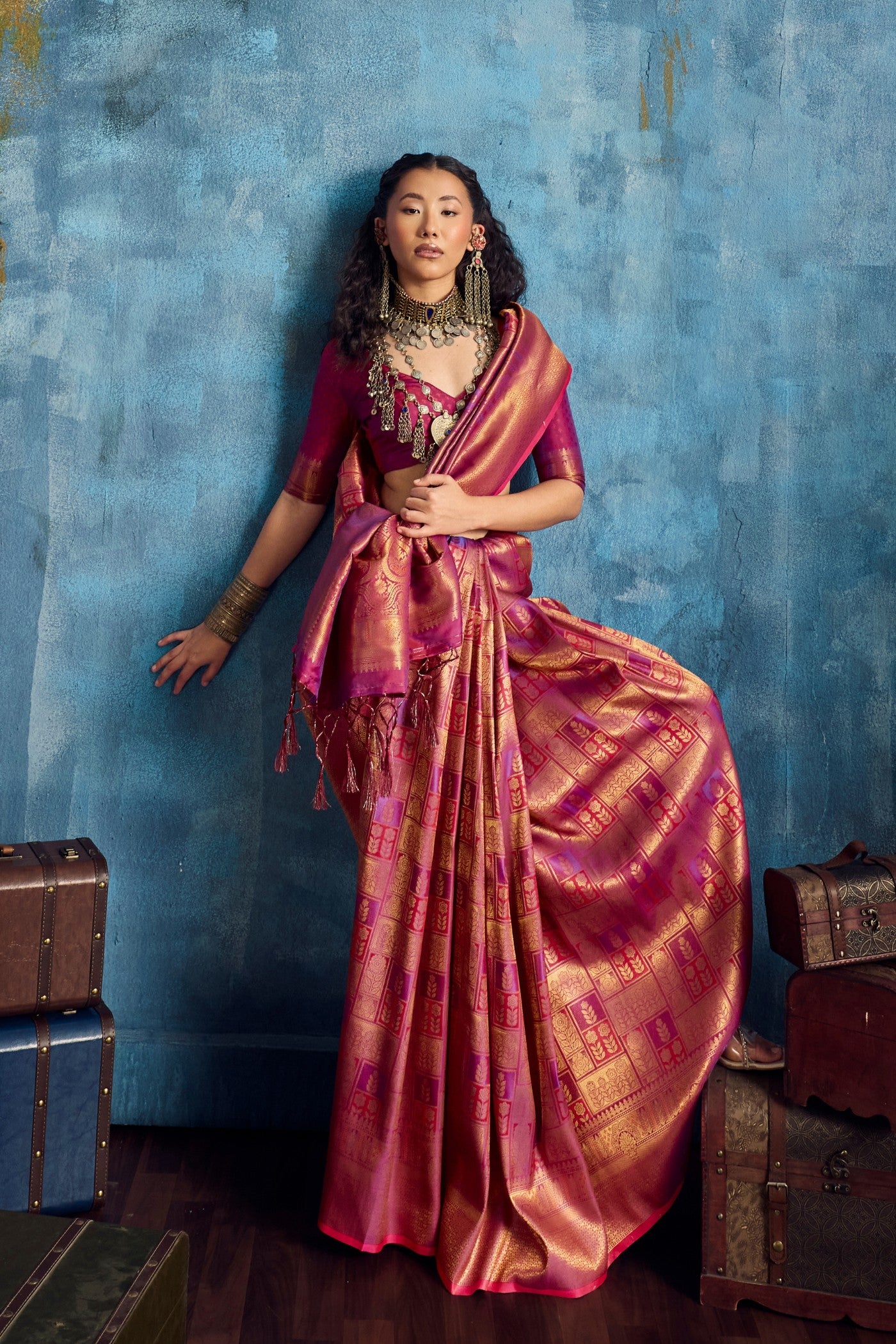 Buy MySilkLove Han Purple Kanjivaram Handloom Saree Online