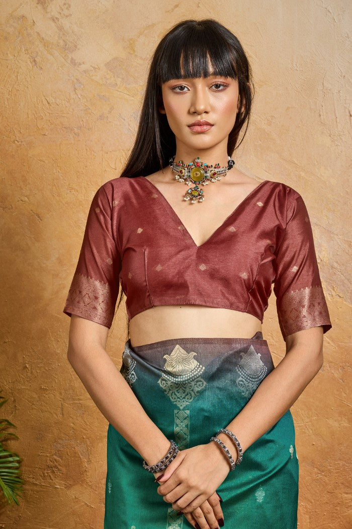 Buy MySilkLove Teal Green Banarasi Handloom Saree Online