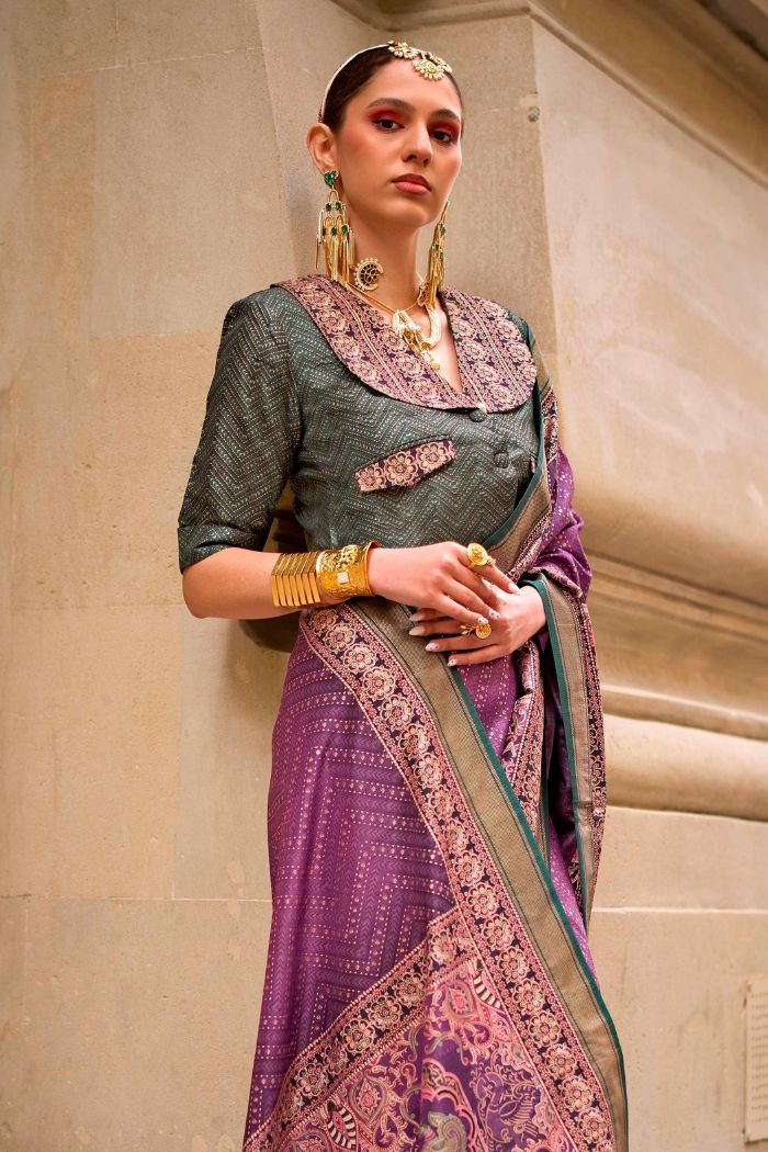 Buy MySilkLove Twilight Purple Printed Patola Saree Online