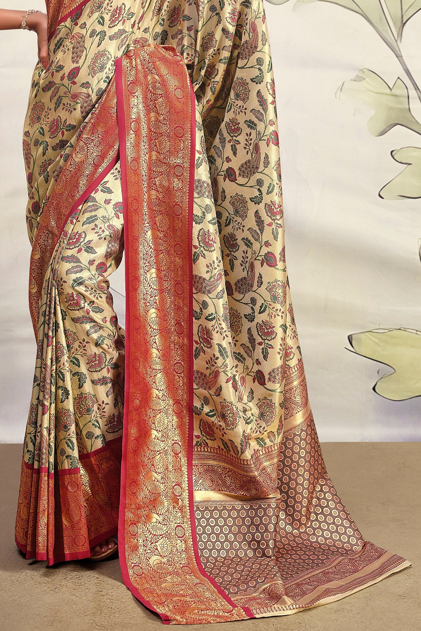 Buy MySilkLove Sorrell Brown and Cream Woven Banarasi Saree Online