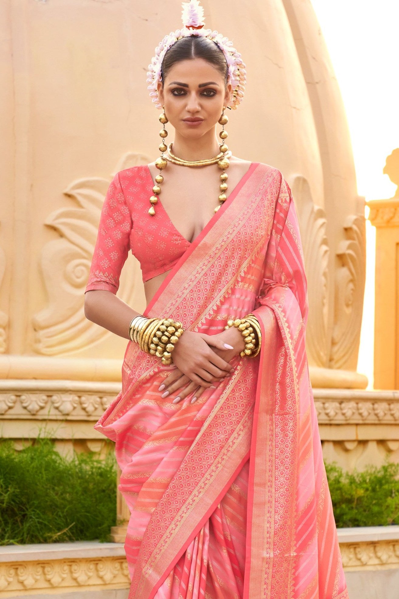 Buy MySilkLove Cornflower Pink Woven Patola Printed Silk Saree Online