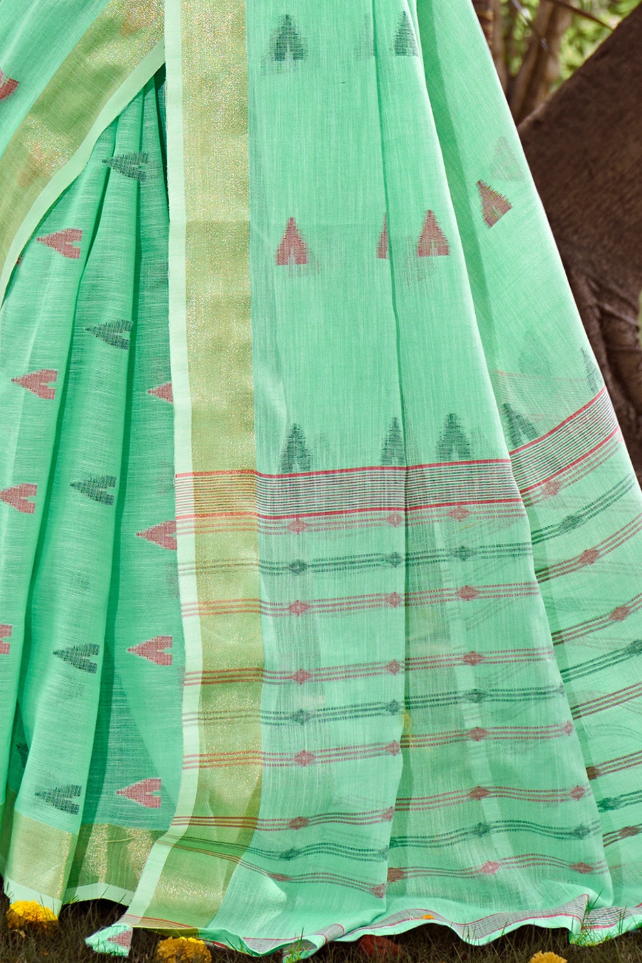 Buy MySilkLove Algae Green Cotton Silk Saree Online