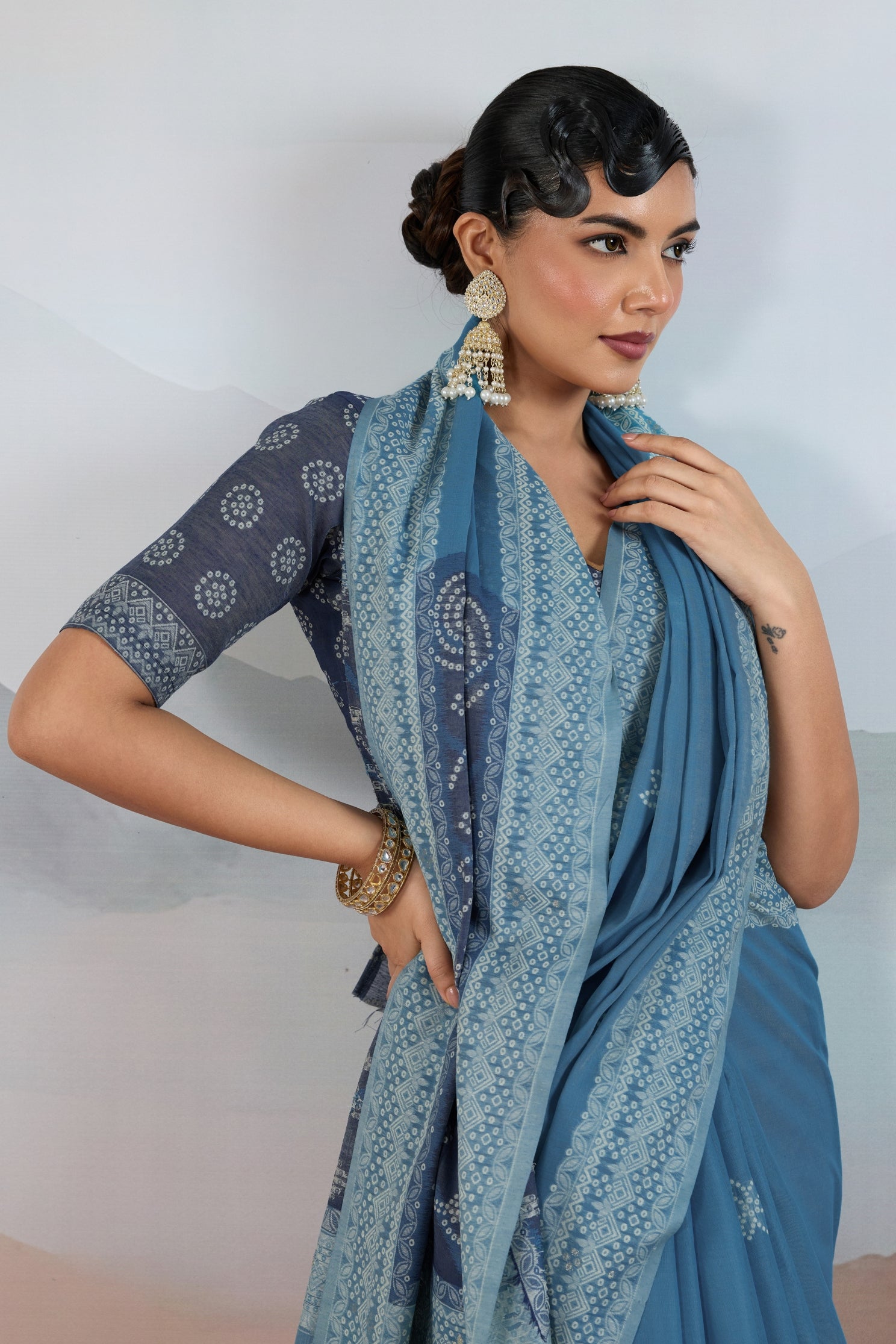 MySilkLove Denim Blue Handloom Cotton Saree