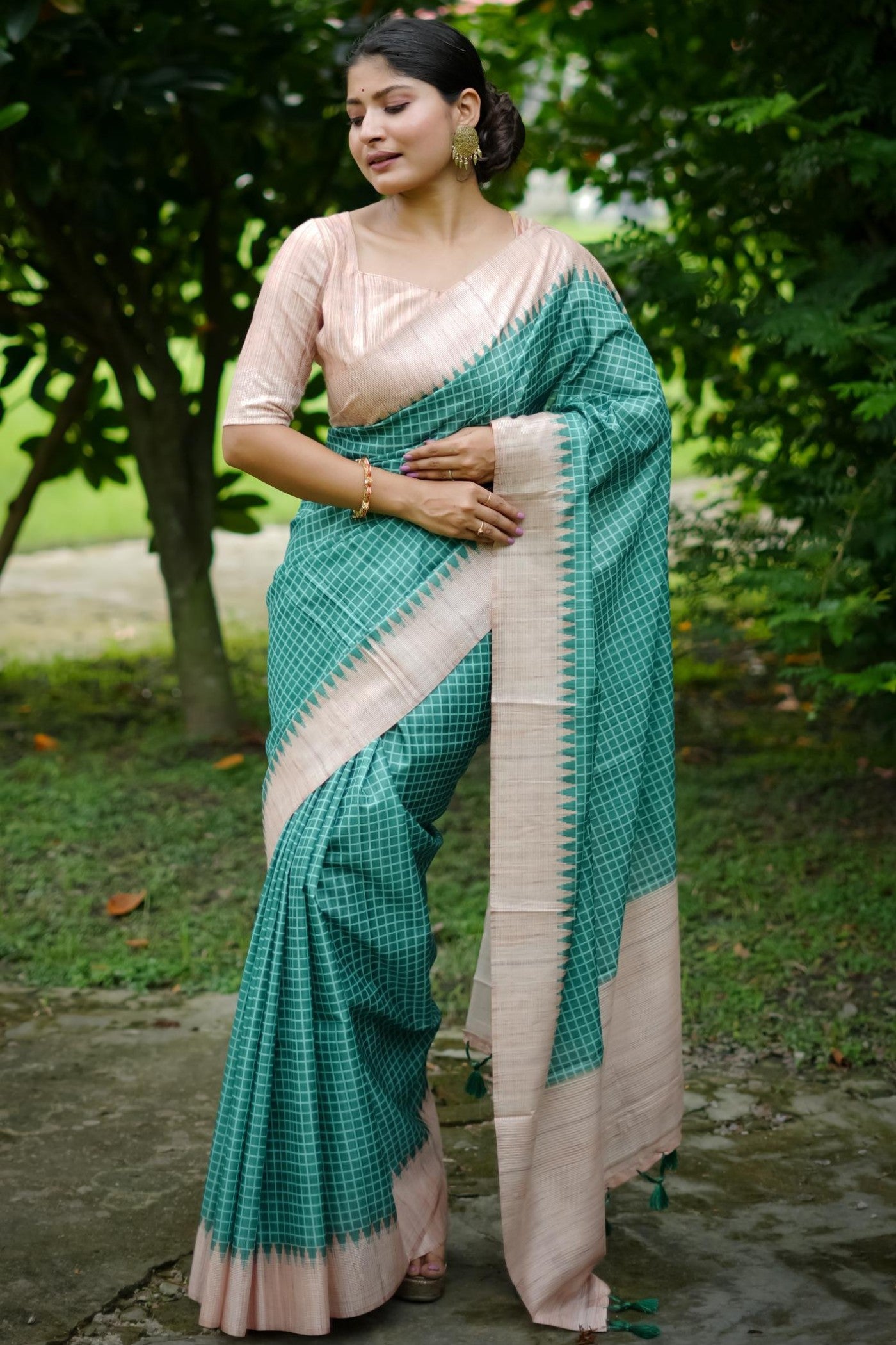 Buy MySilkLove Breaker Bay Blue Printed Raw Silk Saree Online