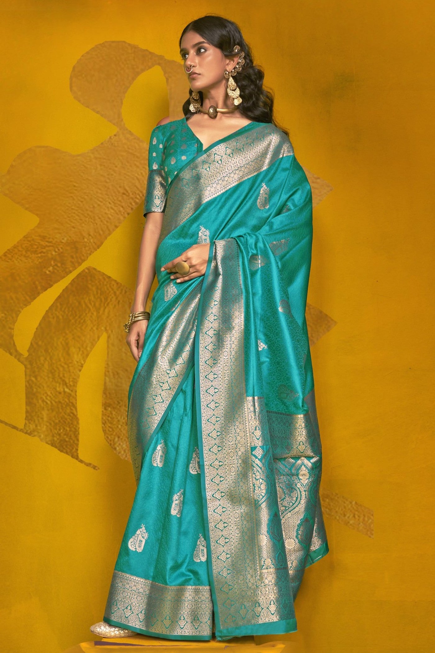 Buy MySilkLove Arctic Blue Banarasi Handloom Silk Saree Online