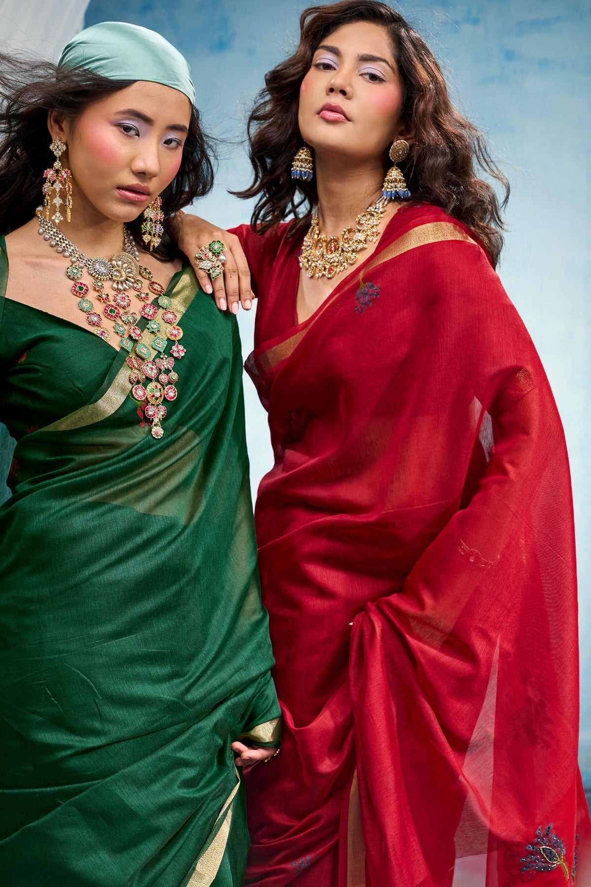 Buy MySilkLove Ruby Red Munga Handloom Cotton Saree Online