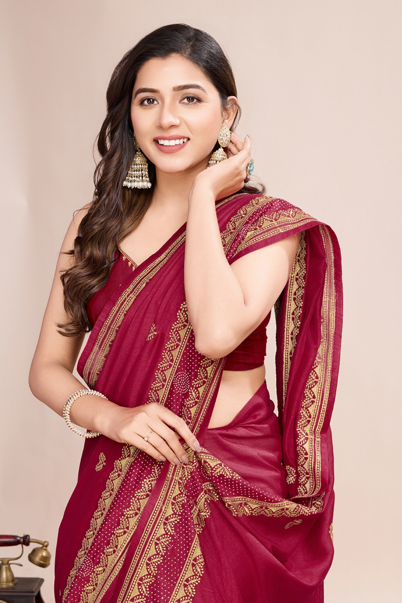 Buy MySilkLove Cardinal Red Designer Partywear Saree Online