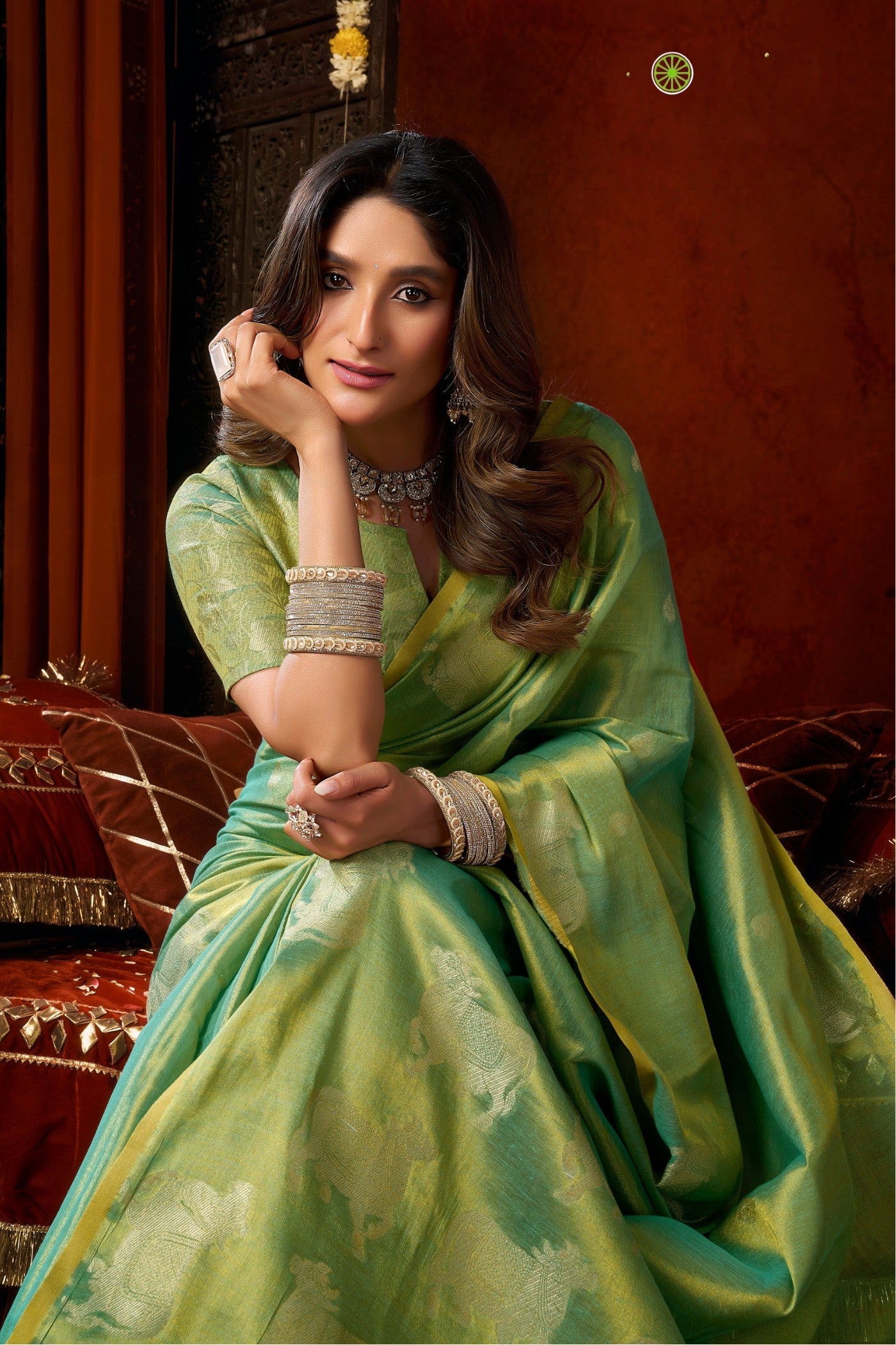 MySilkLove Spring Green Handloom Tissue Saree