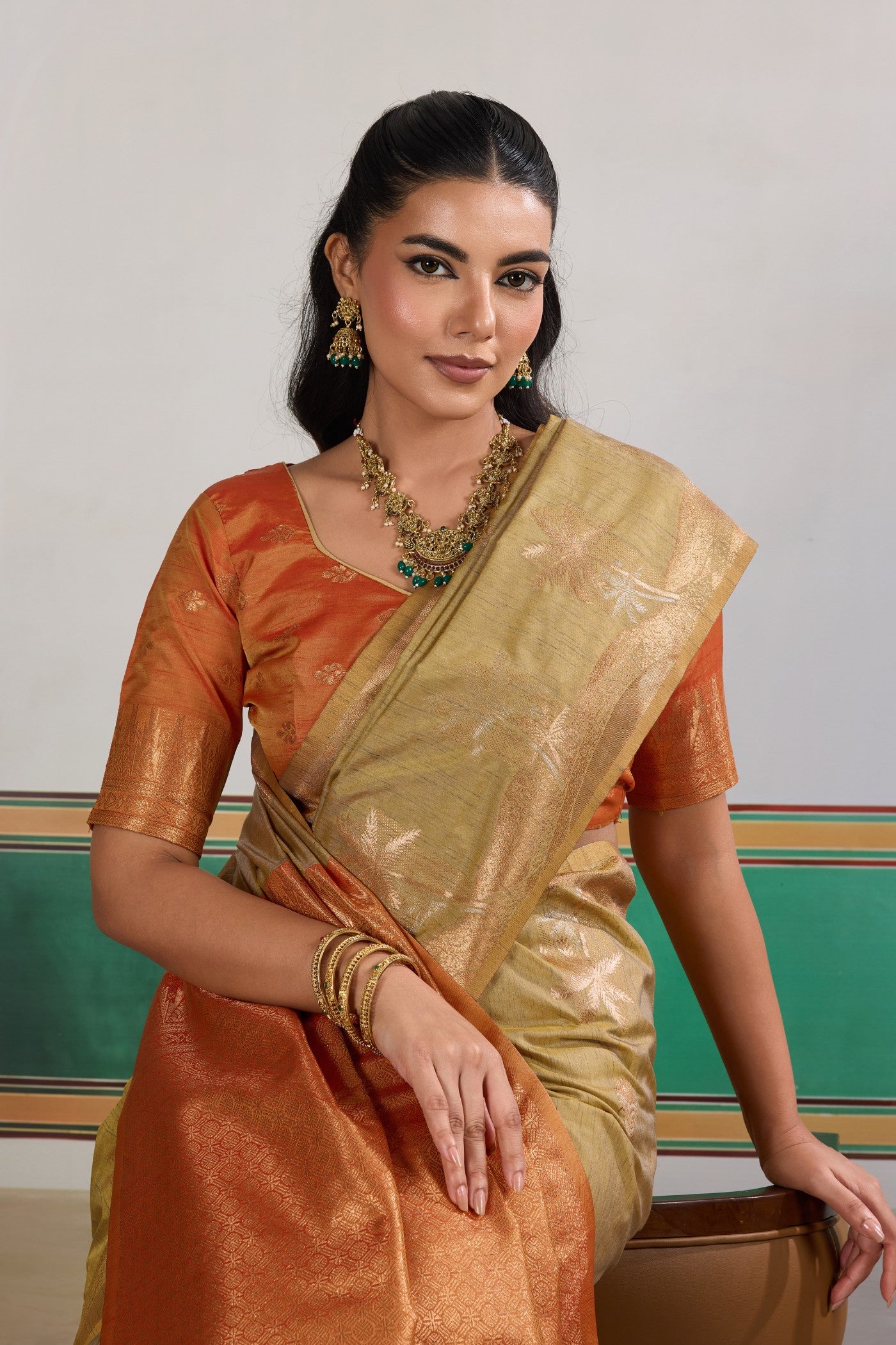 MySilkLove Lawn Green Banarasi Handloom Tussar Saree