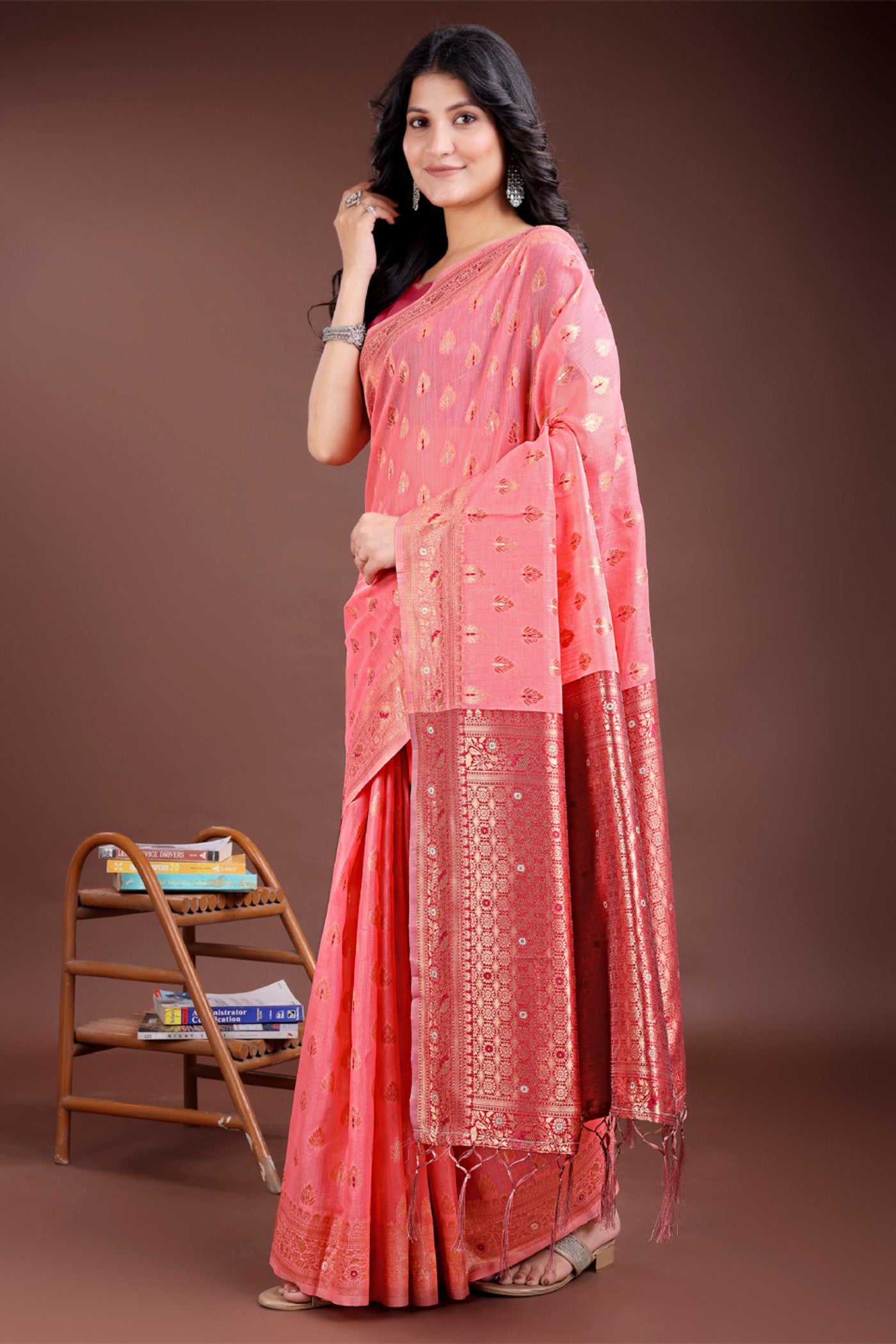 Buy MySilkLove Lotus Pink Linen Cotton Saree Online