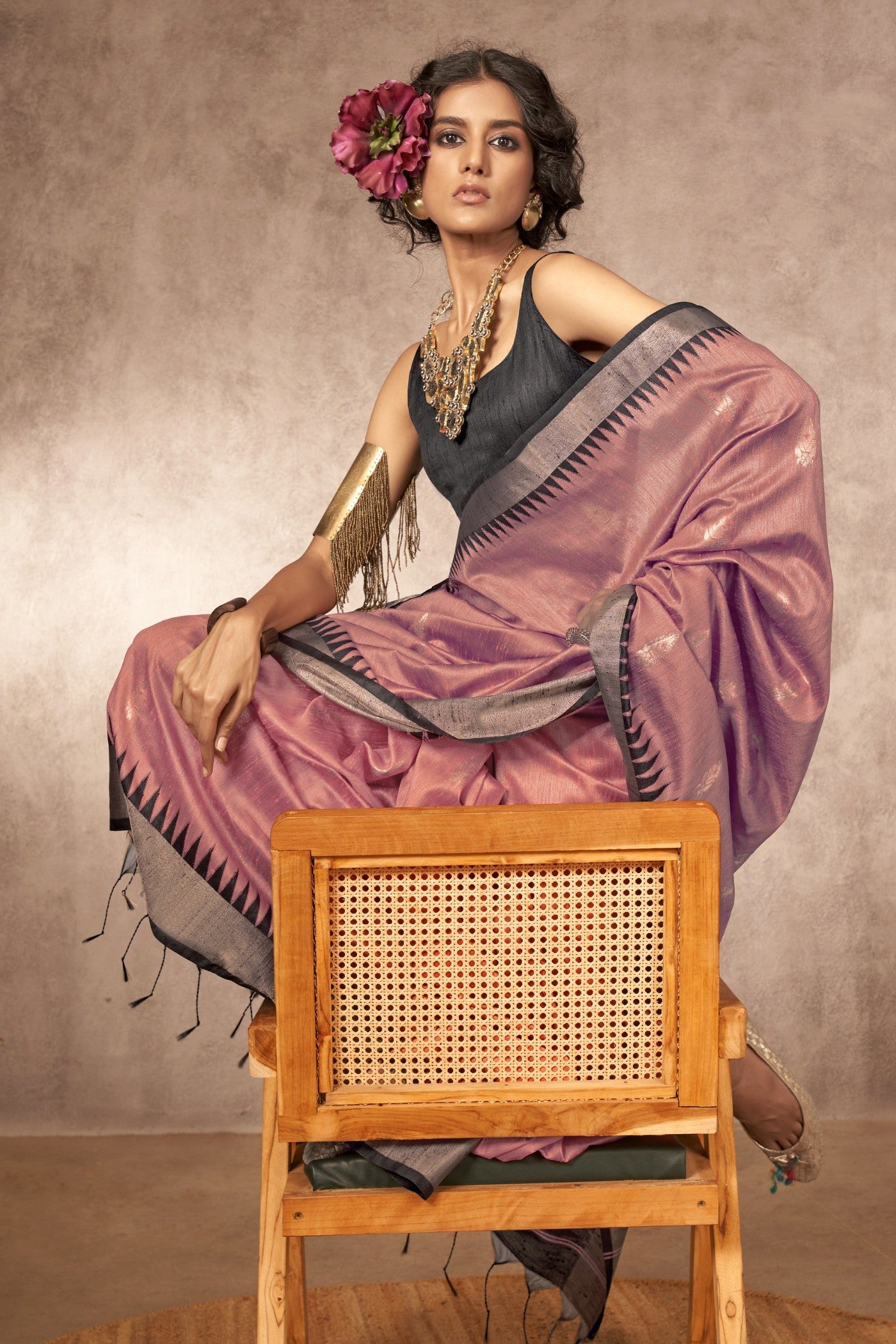 MySilkLove Adenium Pink Bhagalpuri Handloom Saree
