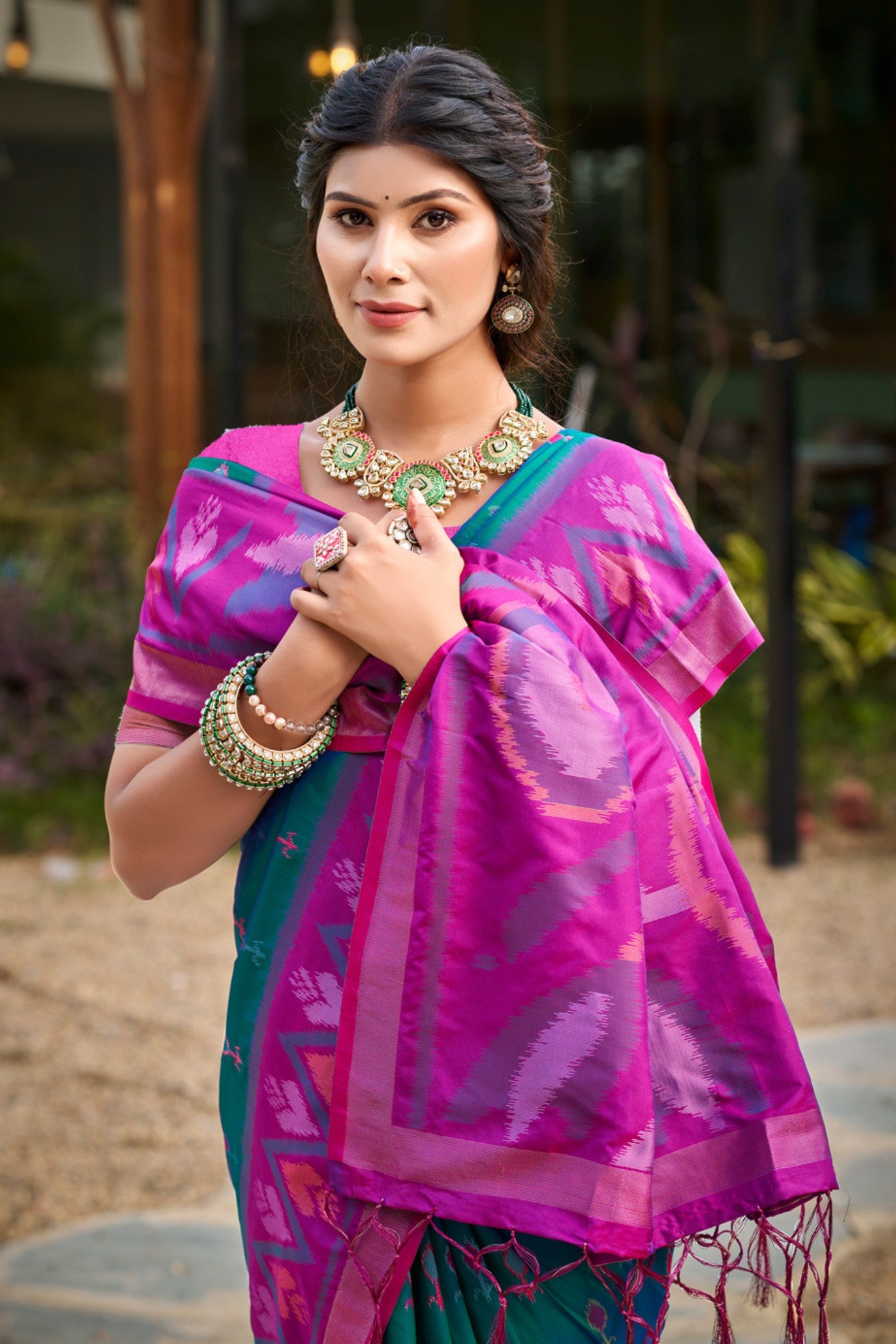 MySilkLove Dodger Blue Ikkat Soft Silk Saree