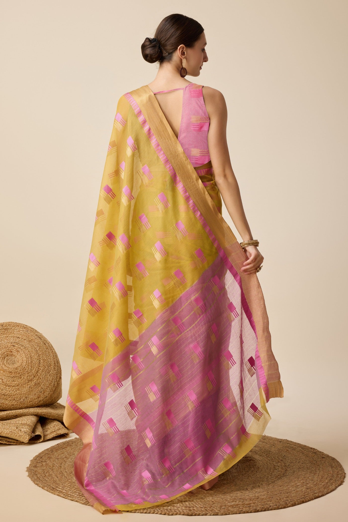 Buy MySilkLove Corn Yellow Cotton Soft Silk Saree Online