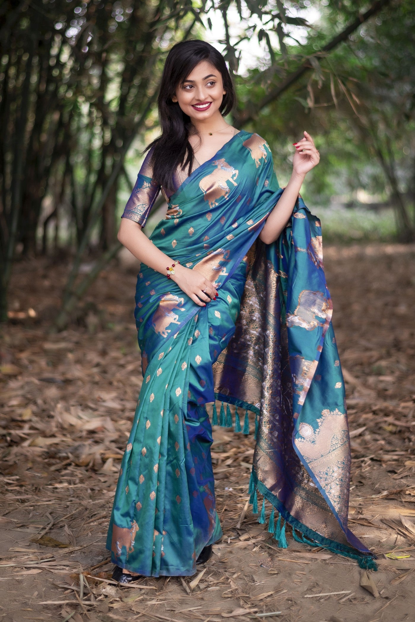 Buy MySilkLove Force Blue Woven Banarasi Saree Online