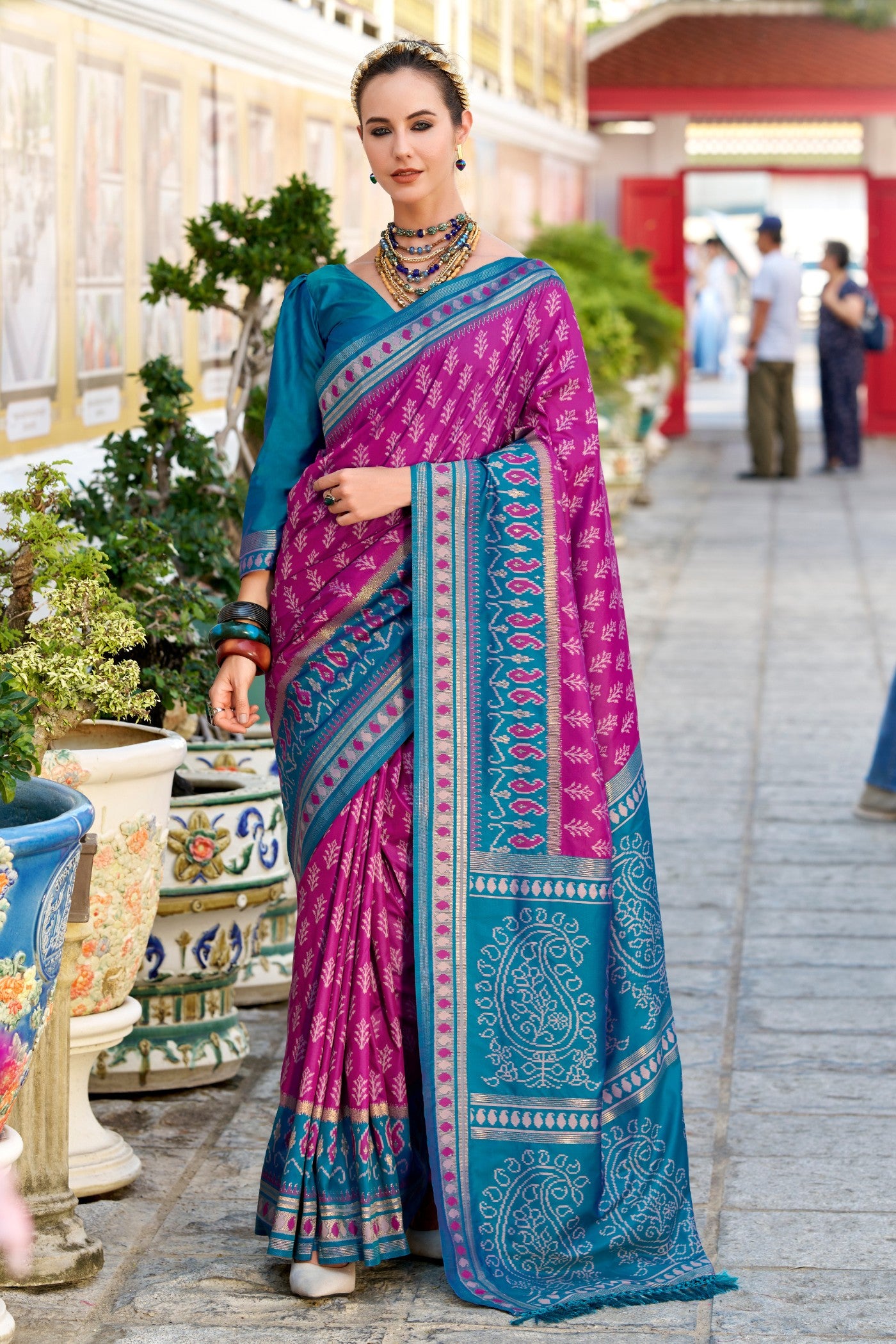 Buy MySilkLove Hibiscus Purple Woven Banarasi Saree Online