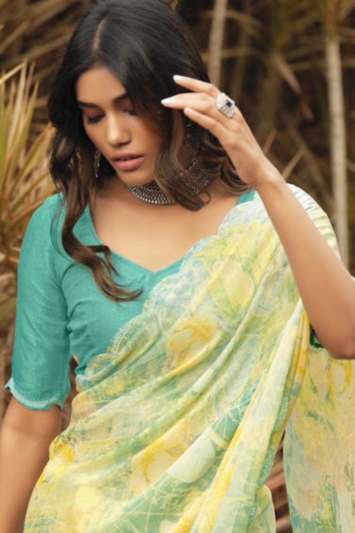 Buy MySilkLove Sapling Green Barasso Printed Saree Online