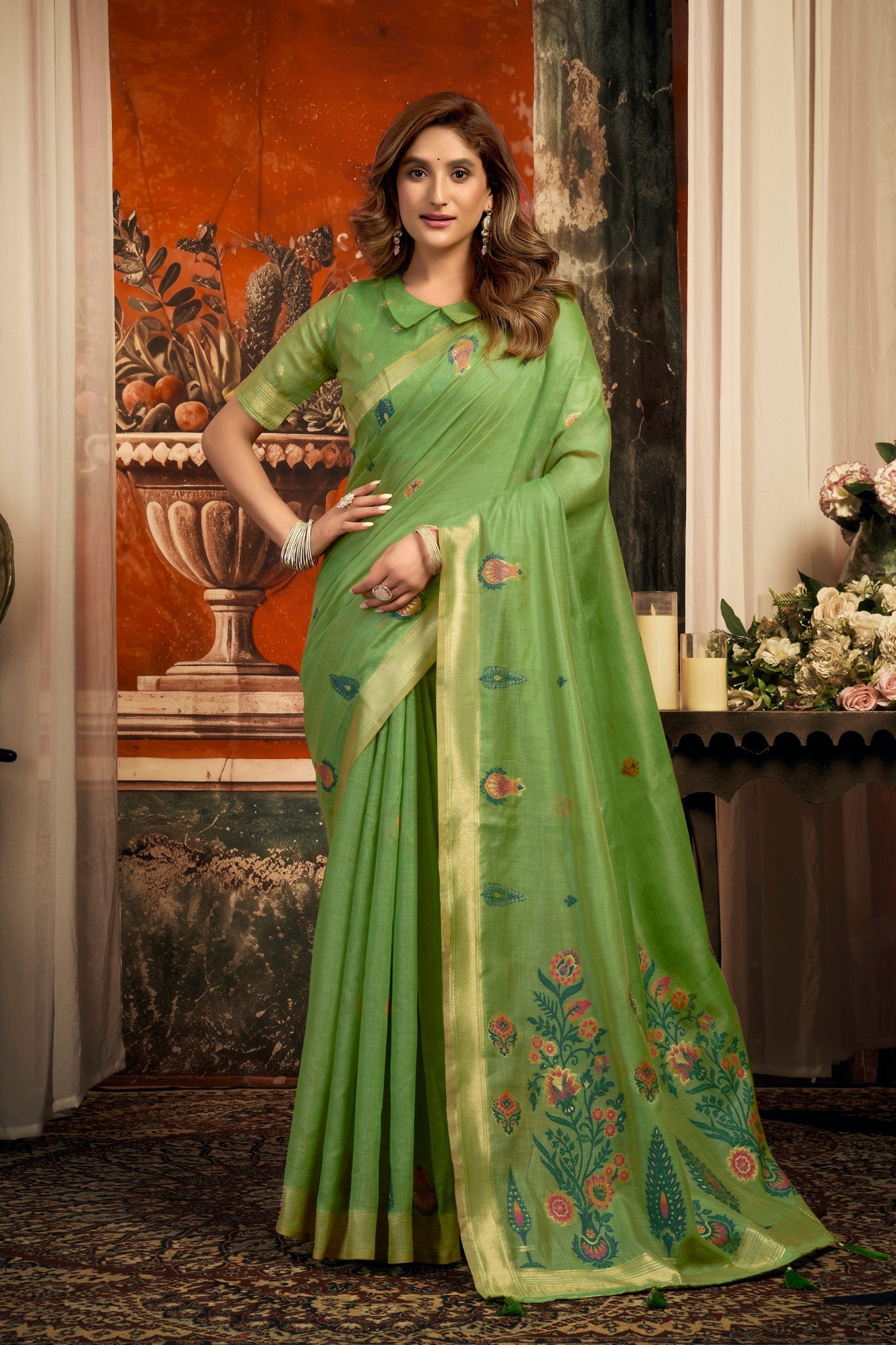 Buy MySilkLove Emerald Green Handloom Cotton Saree Online