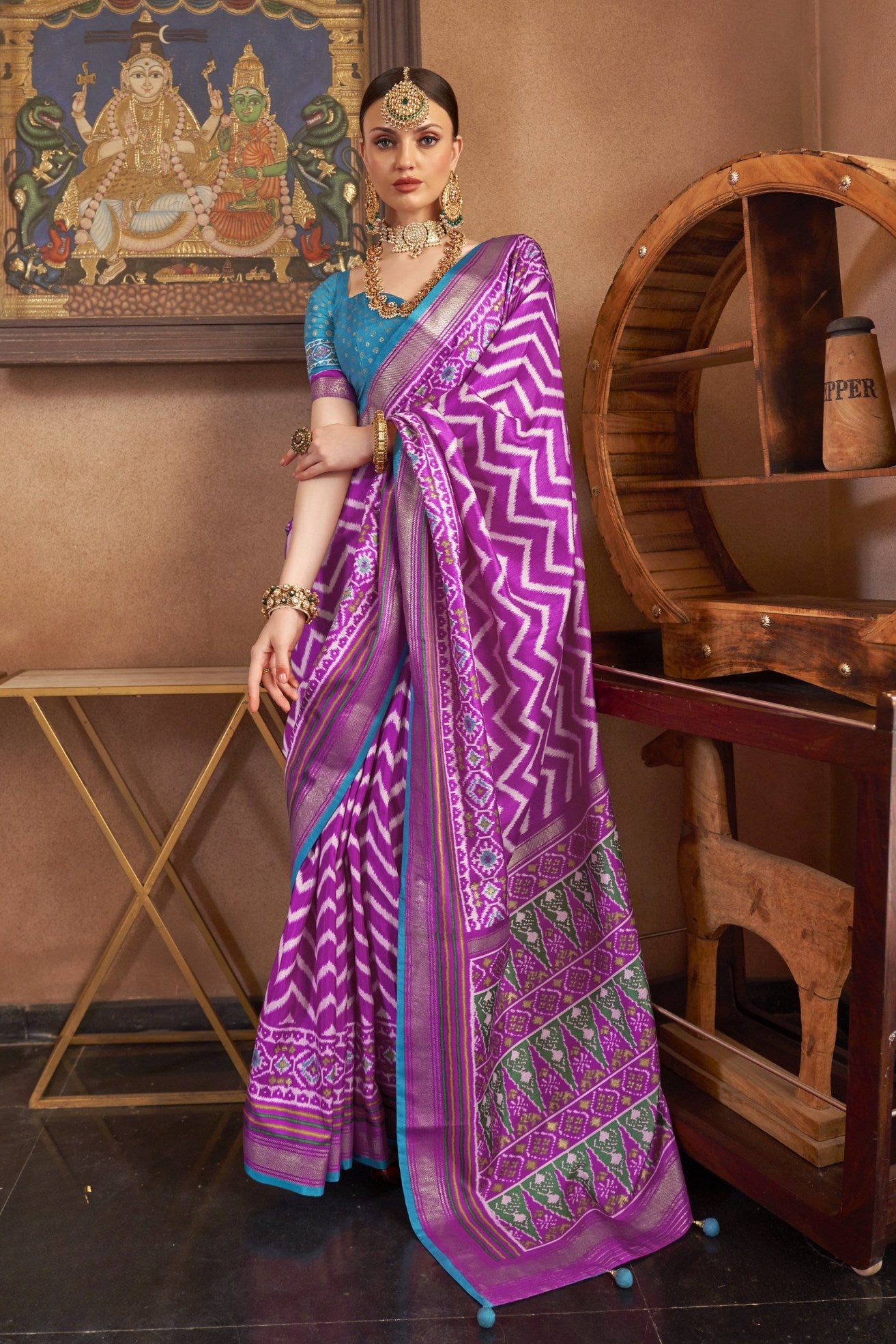 Buy MySilkLove Pearly Purple Printed Patola Saree Online