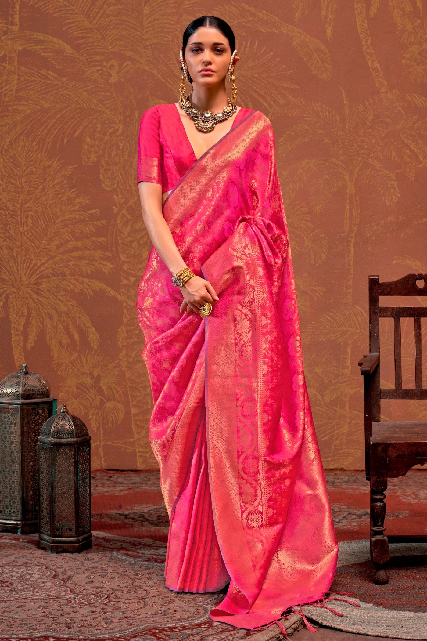 Buy MySilkLove Mandy Pink Kanjivaram Handloom Saree Online