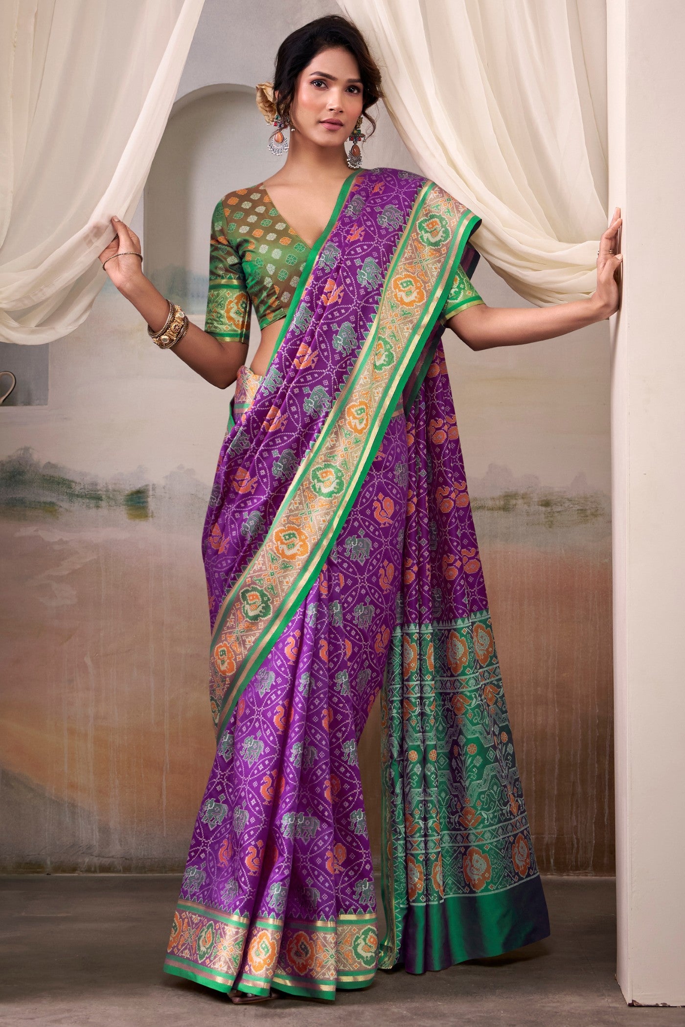 Buy MySilkLove Topaz Purple Woven Patola Silk Saree Online