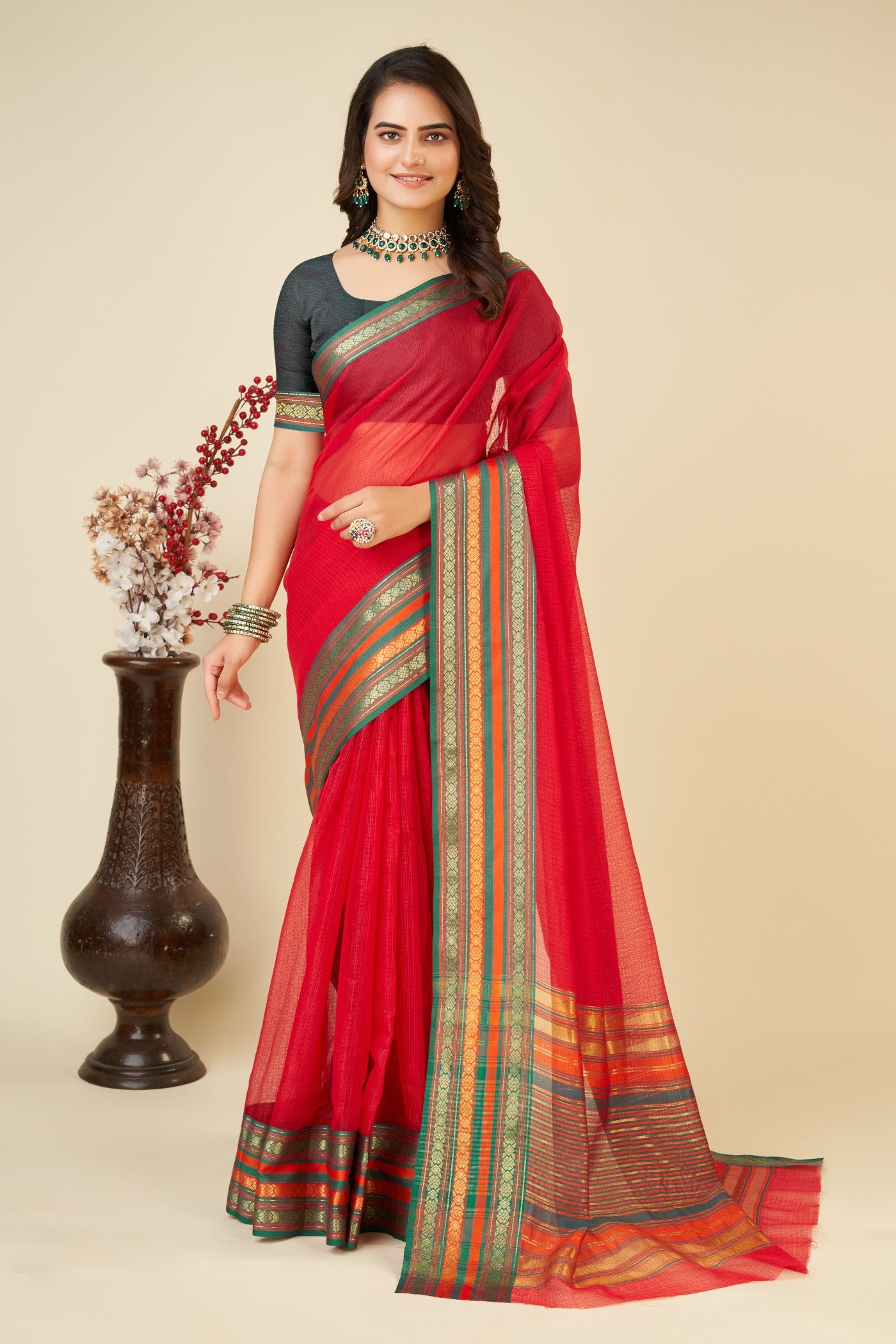 Buy MySilkLove Current Red Woven Manipuri Silk Saree Online