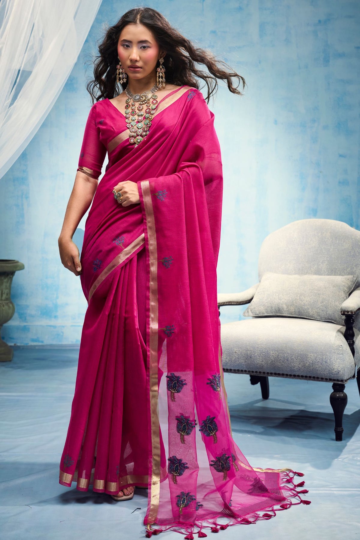 Buy MySilkLove Rani Pink Munga Handloom Cotton Saree Online