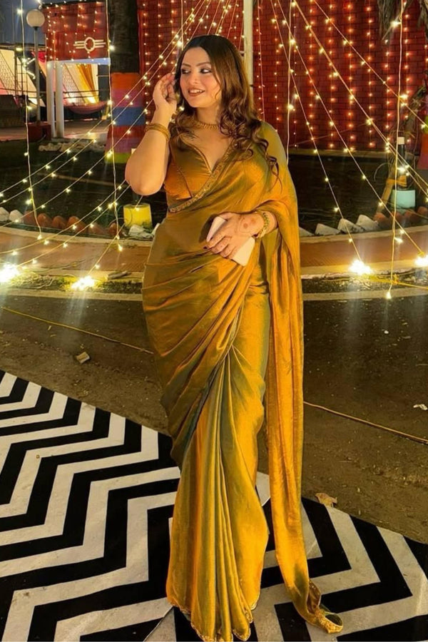 Golden Yellow Tissue Saree
