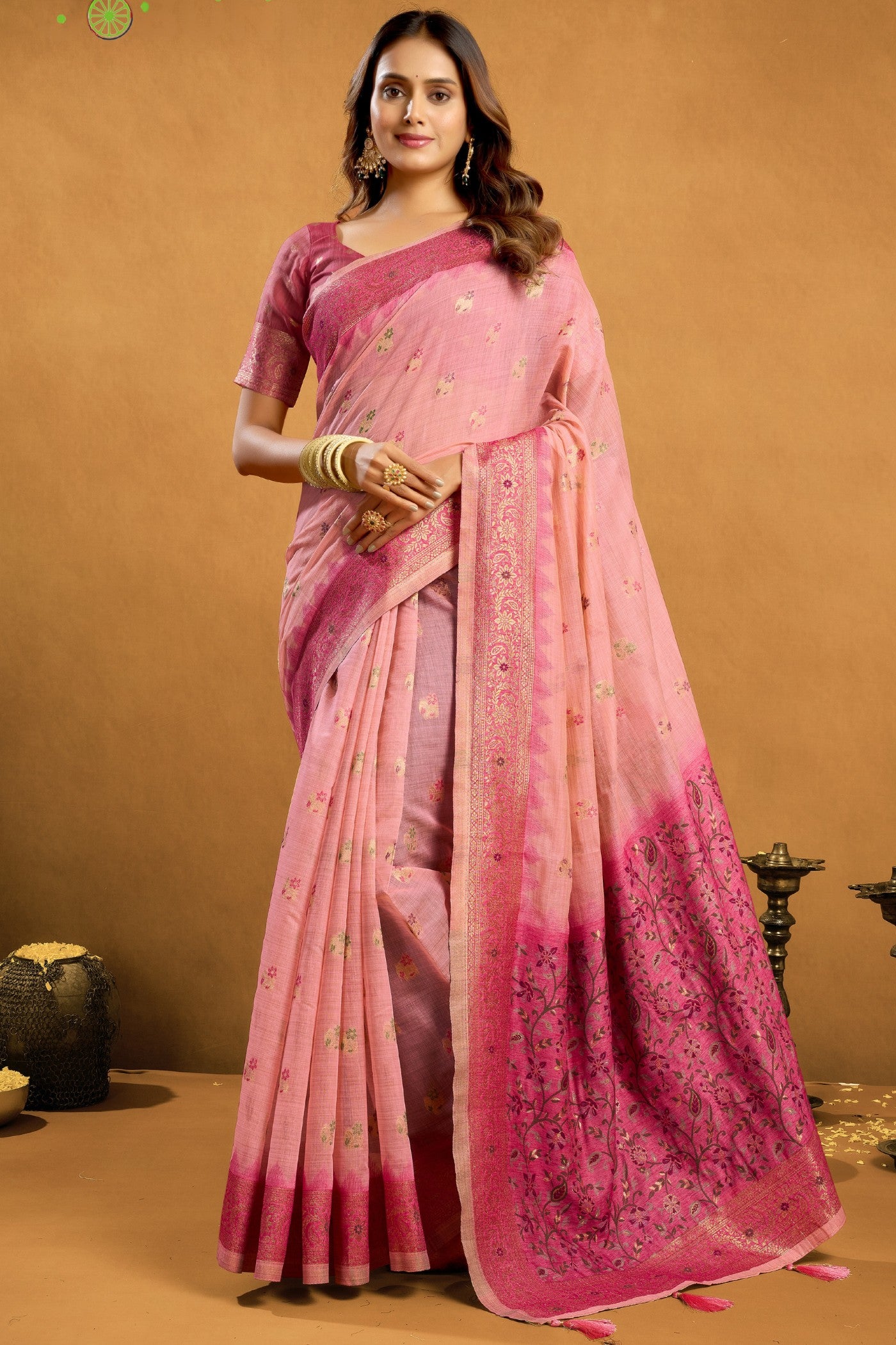 Buy MySilkLove Fuchsia Pink Handloom Cotton Saree Online