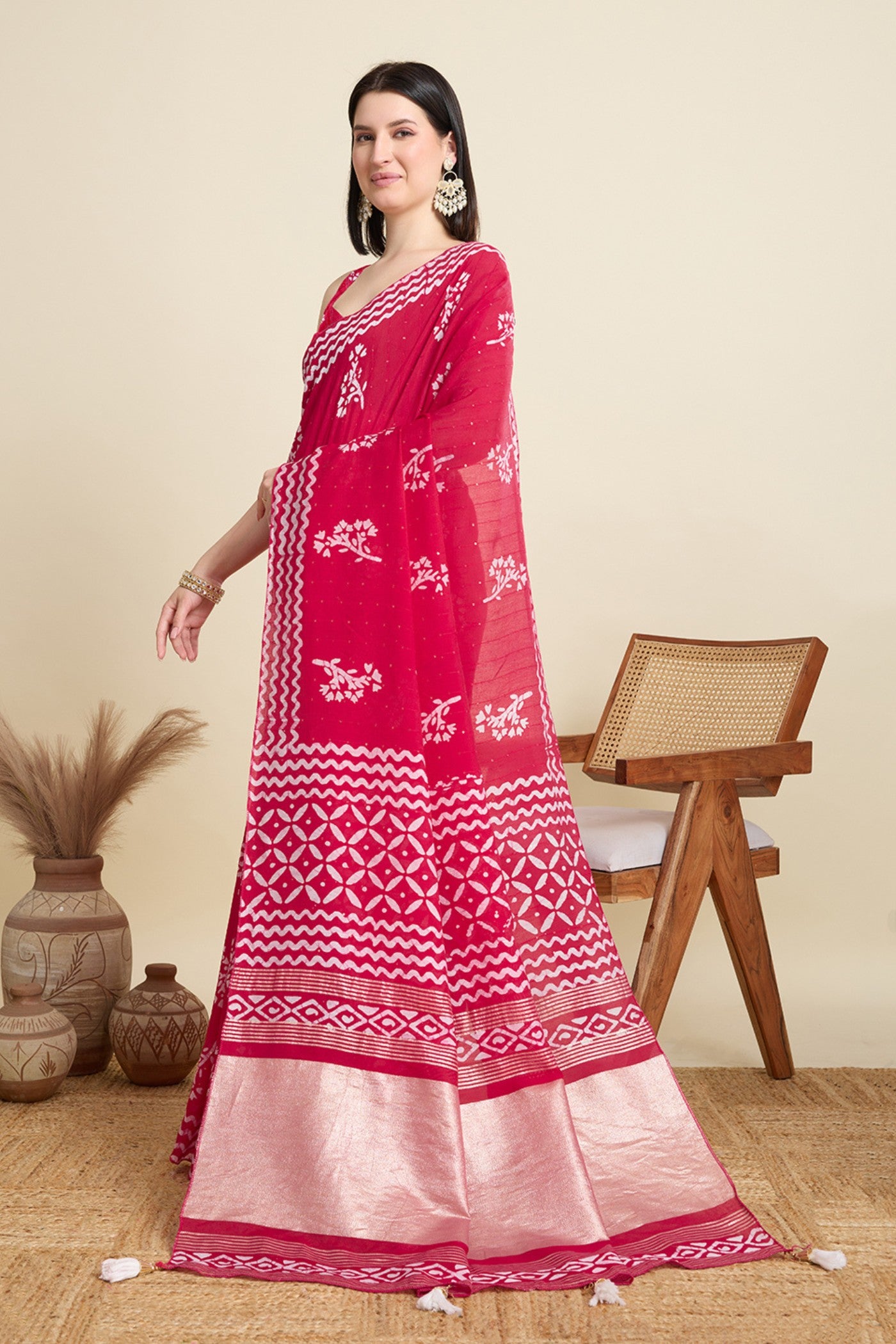 Buy MySilkLove French Pink Woven Cotton Silk Saree Online