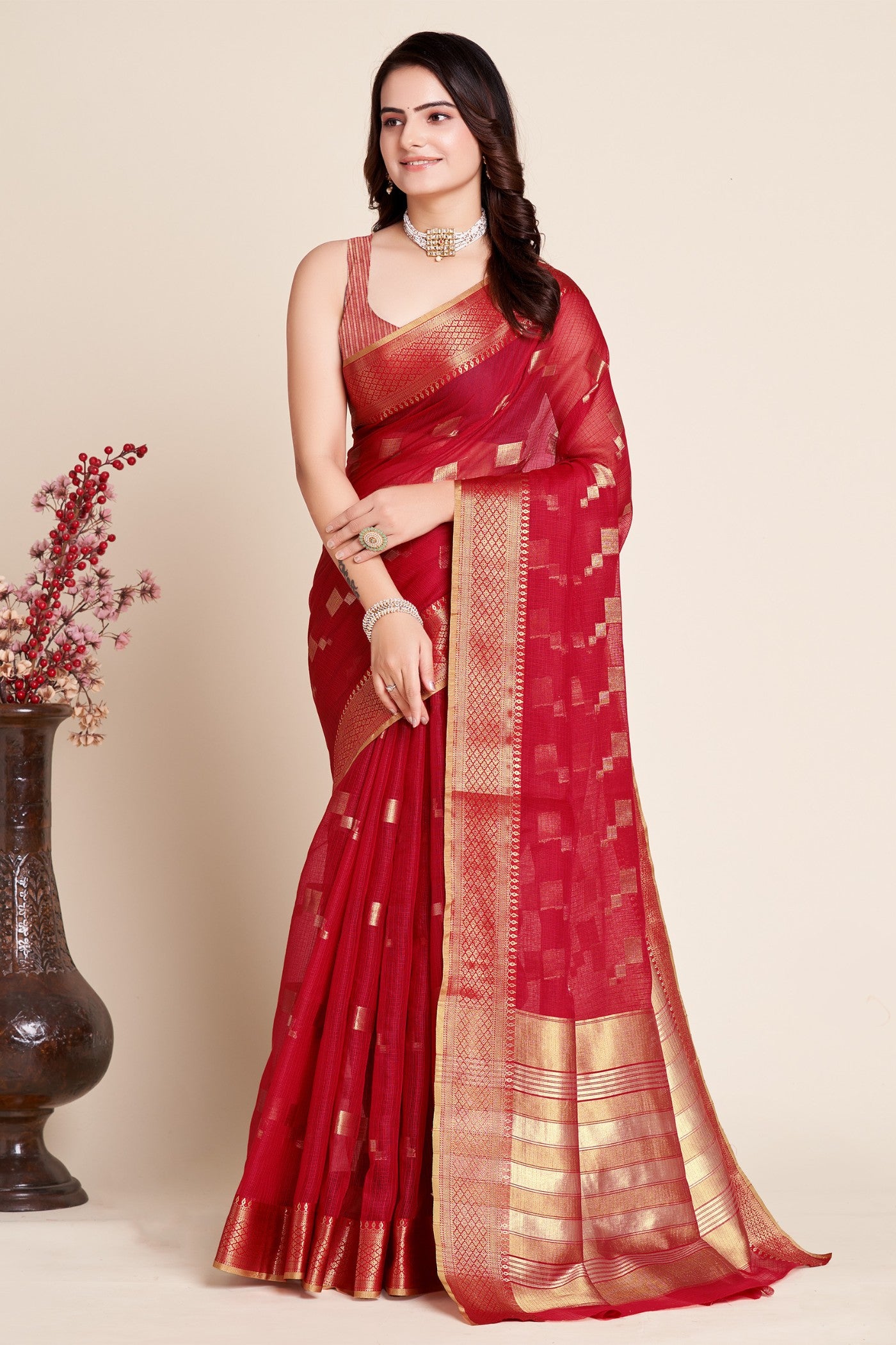 Buy MySilkLove Apple Red Woven Manipuri Silk Saree Online