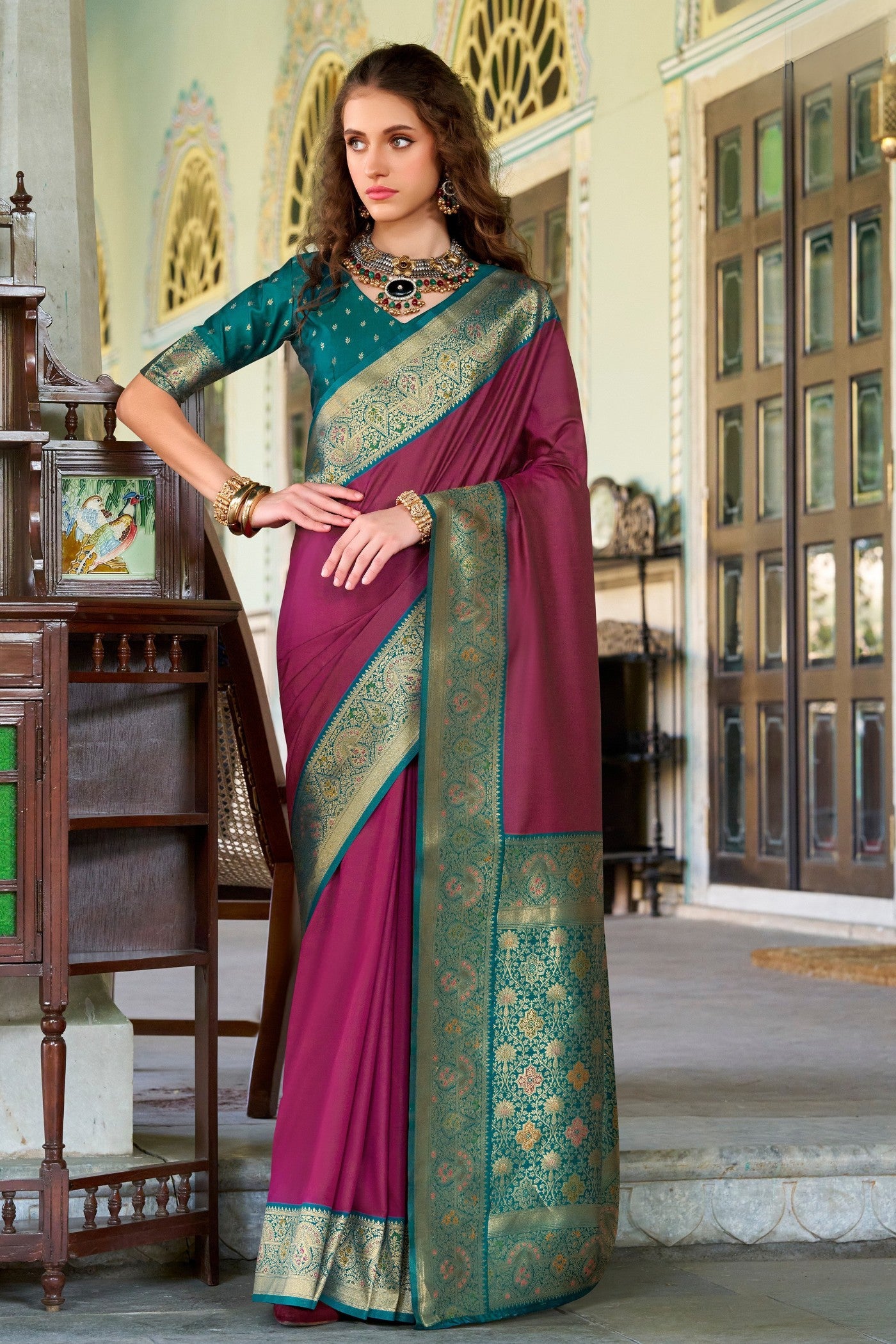 Buy MySilkLove Jamun Purple Woven Banarasi Soft Silk Saree Online