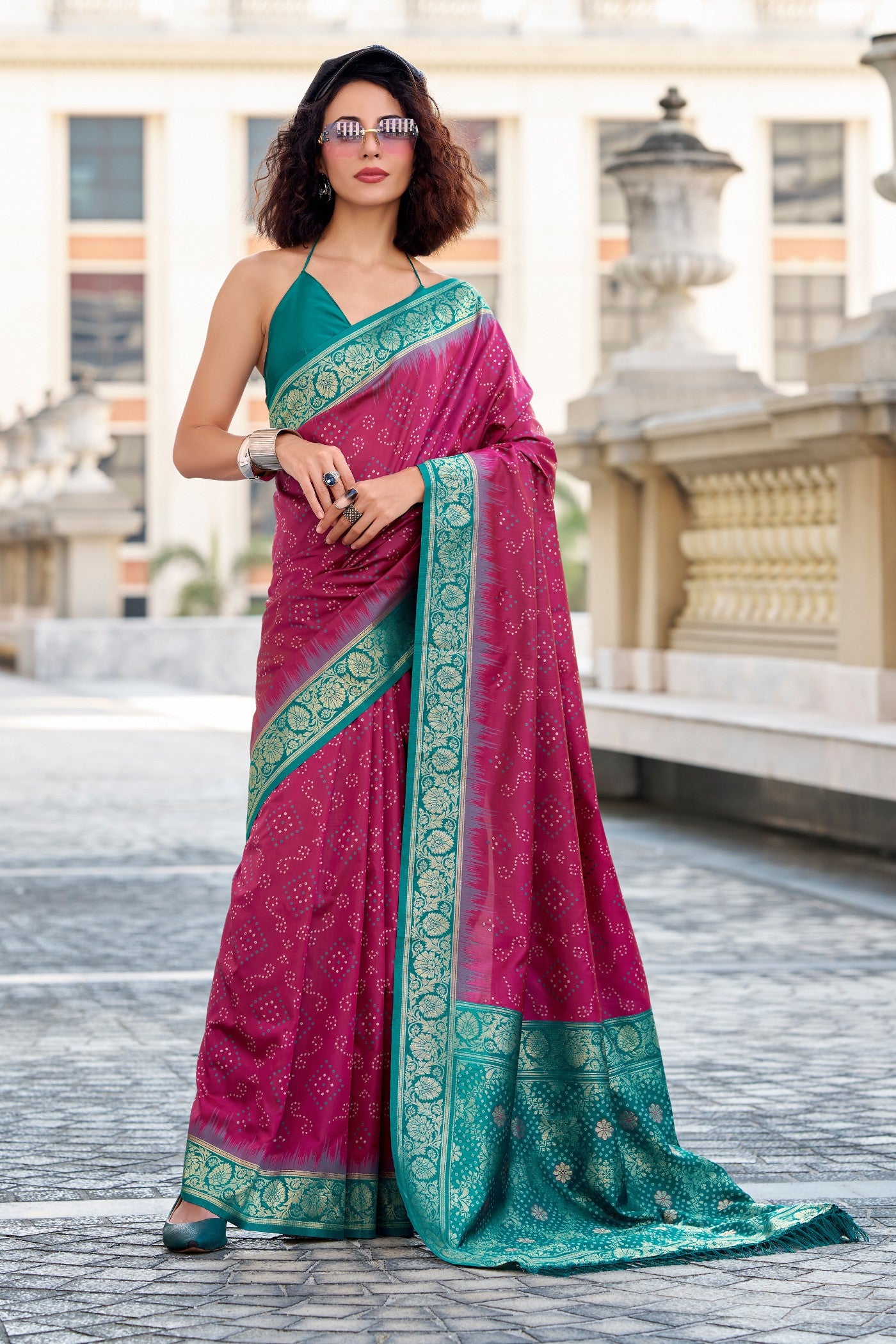 Buy MySilkLove Night Shadz Purple Woven Banarasi Bandhani Soft Silk Saree Online