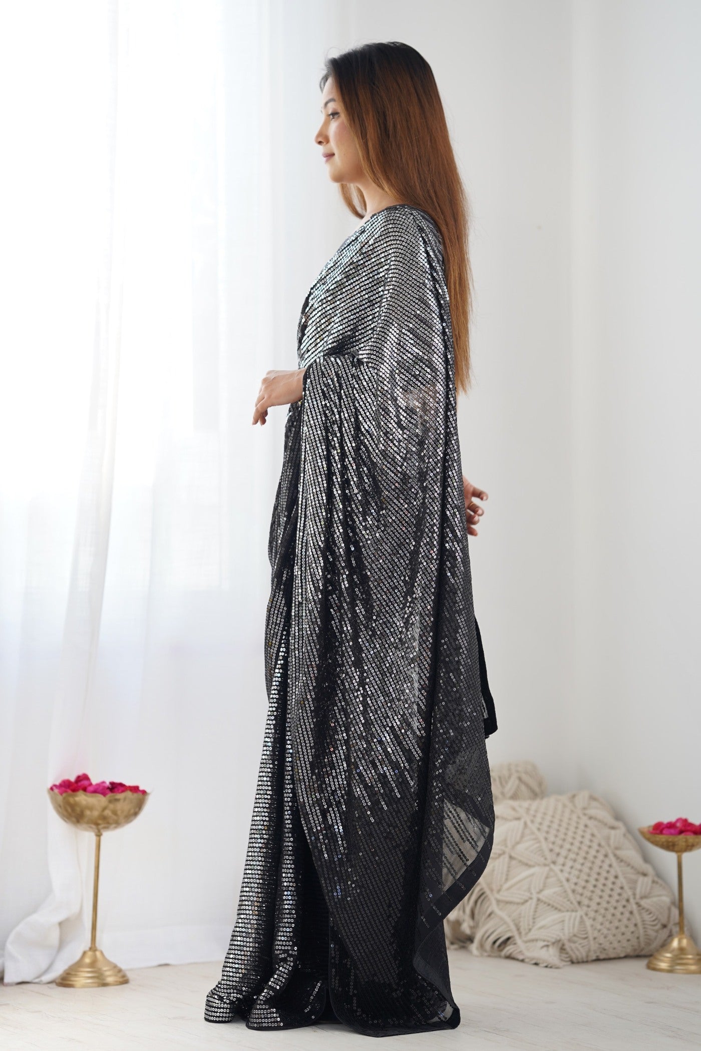 Buy MySilkLove Scarpa Flow Grey Designer Party Wear Saree Online