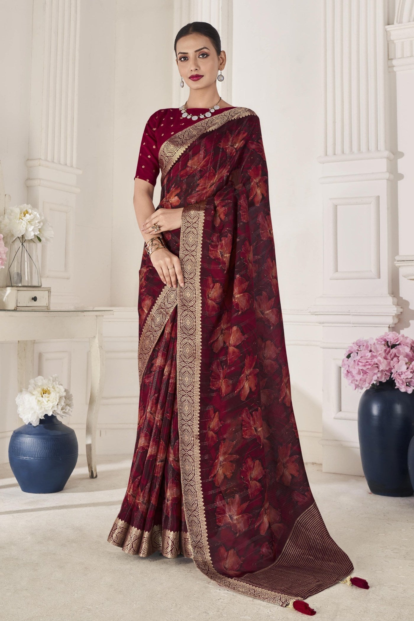 Buy MySilkLove Espresso Brown Banarasi Silk Saree Online